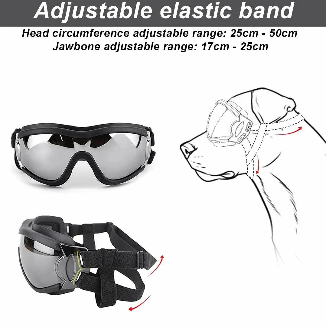 Lunette pour Chien, Lunettes de Soleil pour Chiens, Lunette de Protection des Yeux pour Chien, Lunettes Anti-UV pour Chiens, Imperméables, Coupe-Vent