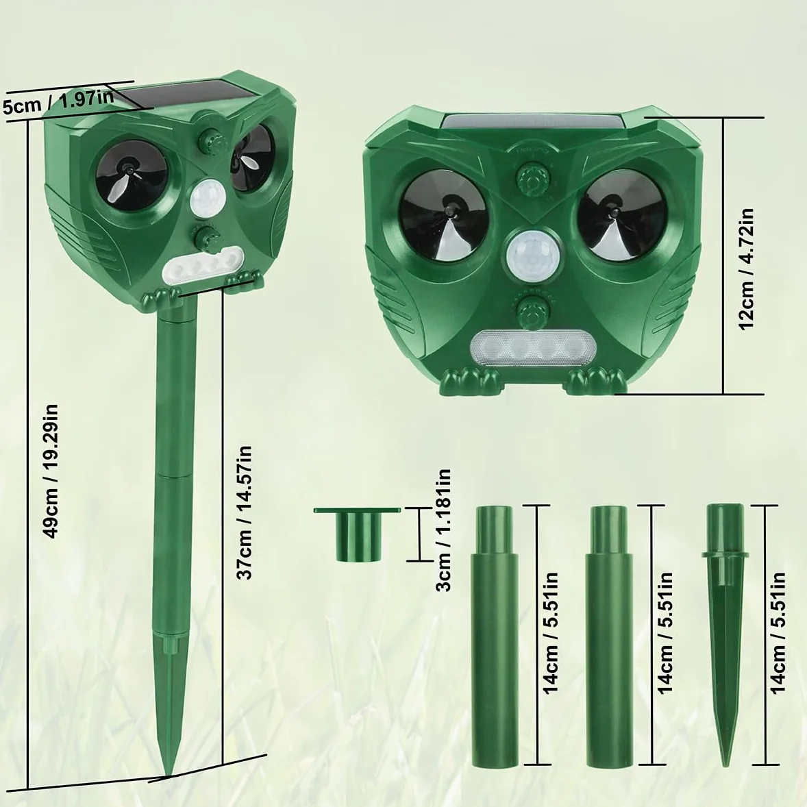 2X Répulsif Chat Ultrason, Repulsif Chat Solaire Extérieur Efficace Contre Les Chats et Autres Animaux, Protégez Votre Jardin