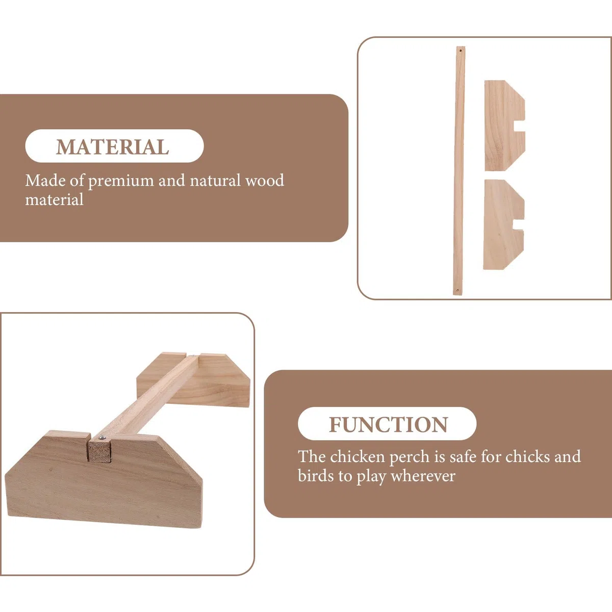 Hemobllo Perchoir pour Poules en Bois Naturel 40cm, Support d'Entraînement Stable à Base Triangulaire pour Poussins, Jouet de Poulailler Fait Main pour Volailles et Grands Perroquets (Aras)