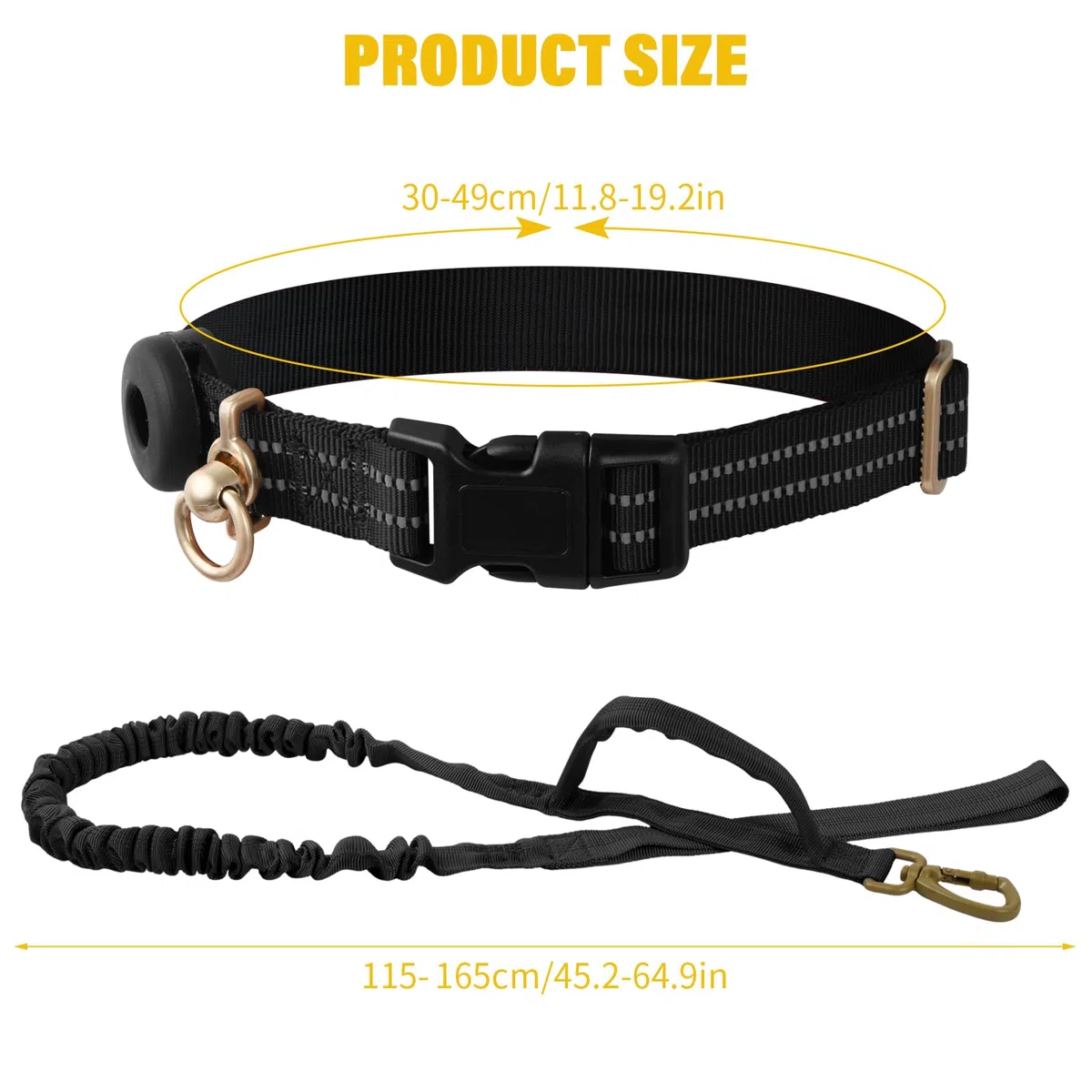 Collier et laisse réfléchissants en nylon rembourré - Collier réglable pour chiens de taille moyenne - Entraînement extérieur - Boucle métal robuste - 30 m
