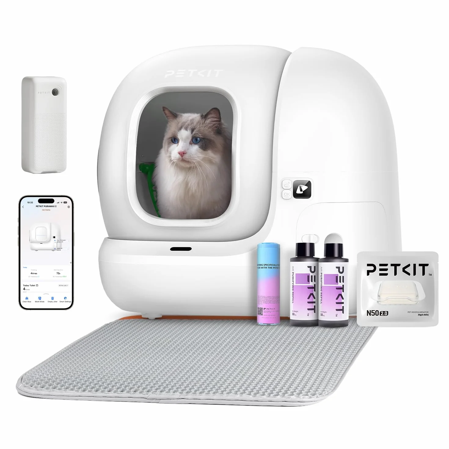 PETKIT Pura Max 2 Litiere Chat Autonettoyante, Bac à Litter Automatic Amélioré, Anti-fuites/Pincement/Odeur, xSecure, Contrôle APP, Capacité 76L pour Plusieurs Chats