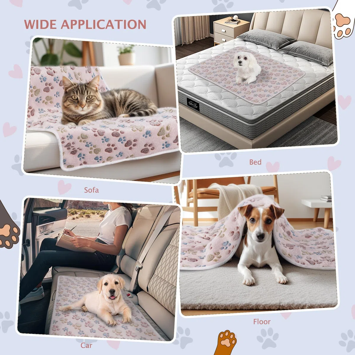 BVAGSS Couverture pour Chien Chaton, 6 Pièces Moelleux Épais en Flanelle Lavable Animaux Coussin pour Petits et Moyens Chiots et Chatons XH075 (60 x 40 cm, Beige)