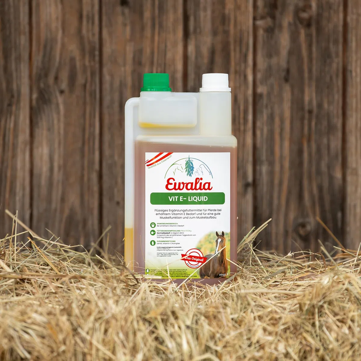 Ewalia Vitamine E, soutien puissant pour les muscles et la vitalité, vitamine E naturelle pour votre cheval, développée avec des vétérinaires, 100 % naturelle, sans additifs, 1 l