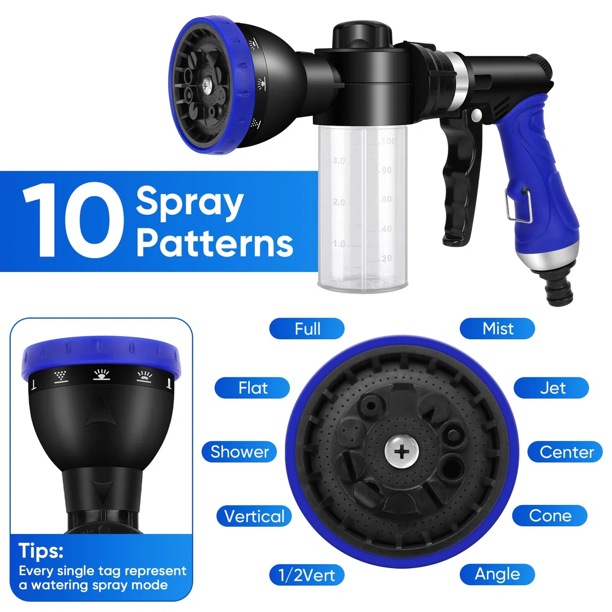 Kit de pulvérisateur de bain pour animal de compagnie, 10 modes de pulvérisation, pulvérisateur de lavage de tuyau réglable avec pistolet à mousse de 4 à 8 barres, convient pour le lavage des animaux