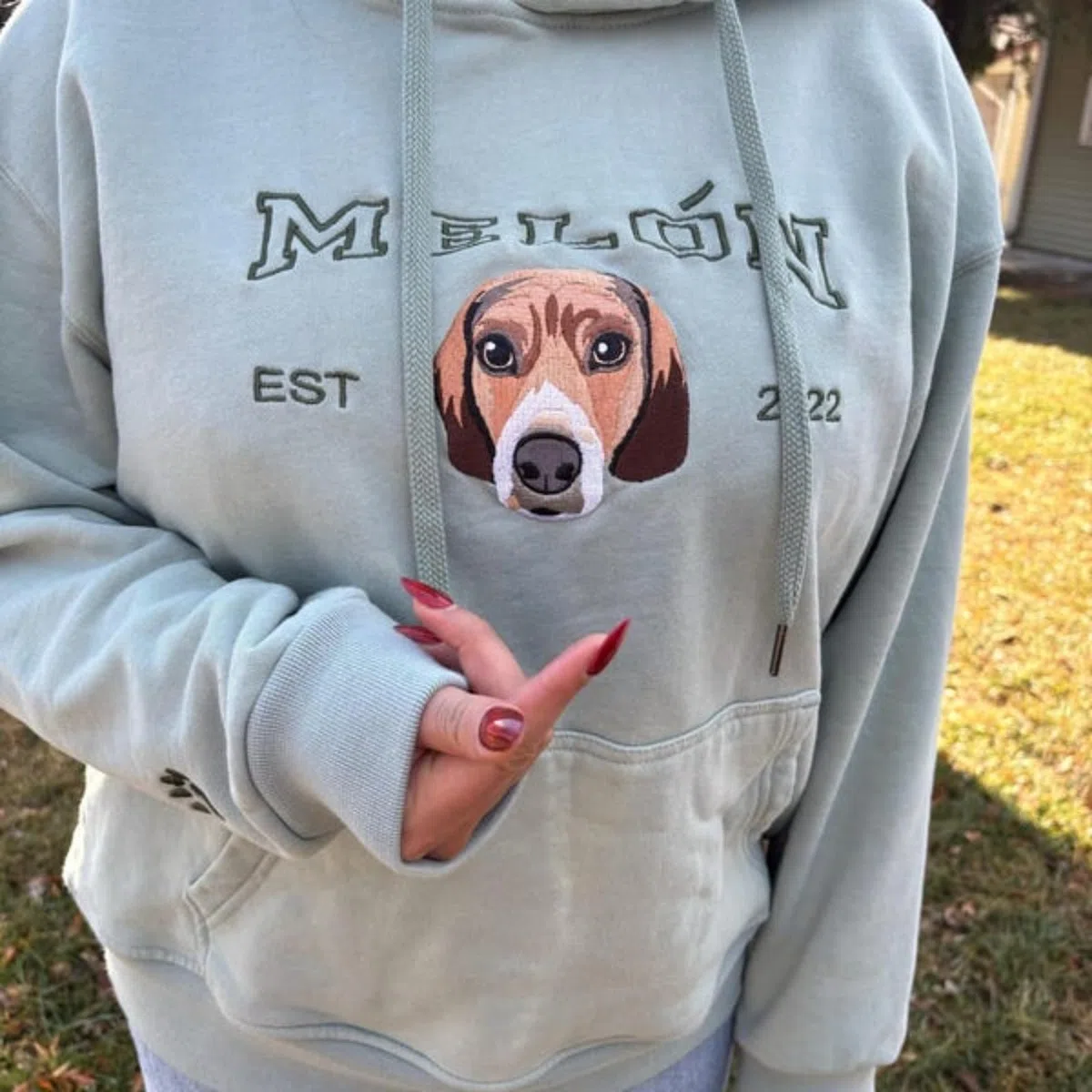 Sweat à capuche personnalisé pour animal de compagnie avec photo d'animal de compagnie + nom brodé - Sweat à capuche personnalisé pour chien - Pull à capuche personnalisé pour animal