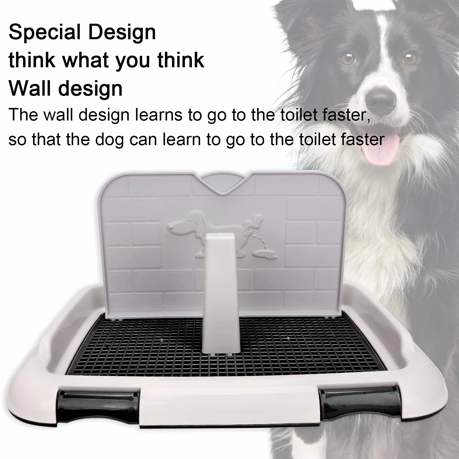 Focket Toilette pour Chien, Litière intérieure avec paroi simulée, Urination programmée, Bac en, Entraînement à la propreté pour Corgi