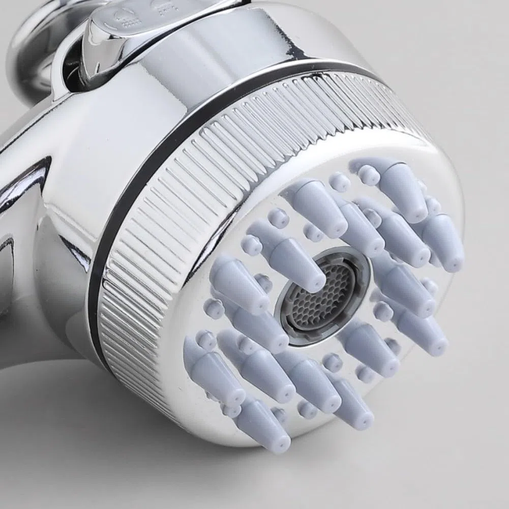 Pomme de douche pour chats et chiens avec pulvérisation réglable et brosse de massage, pour la maison, la salle de bain, le bain (argent)