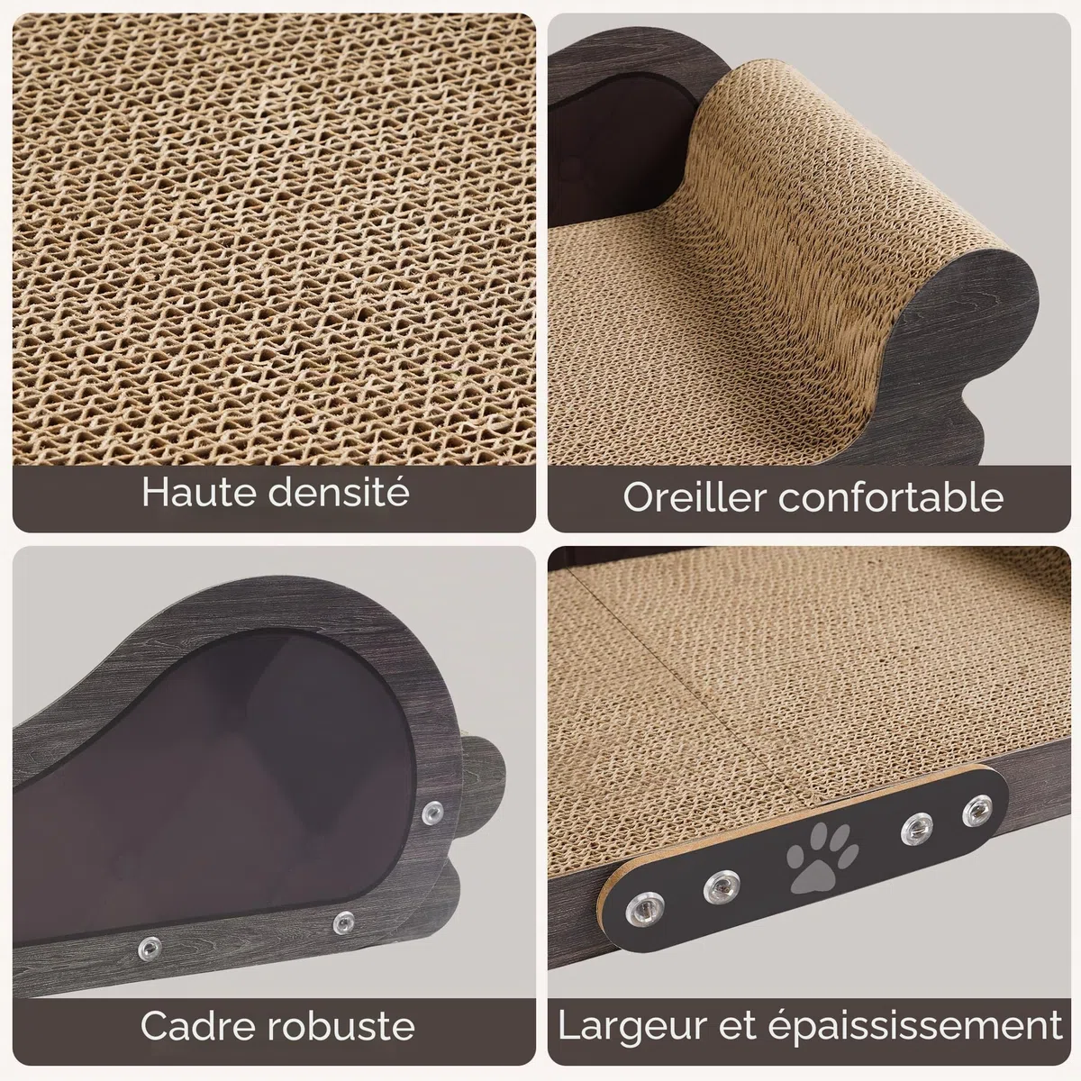 Griffoir pour Chat XXL - Grattoir Chat 68cm Design Canapé - Carton Ondulé Renforcé - pour Lit Chats et Salon