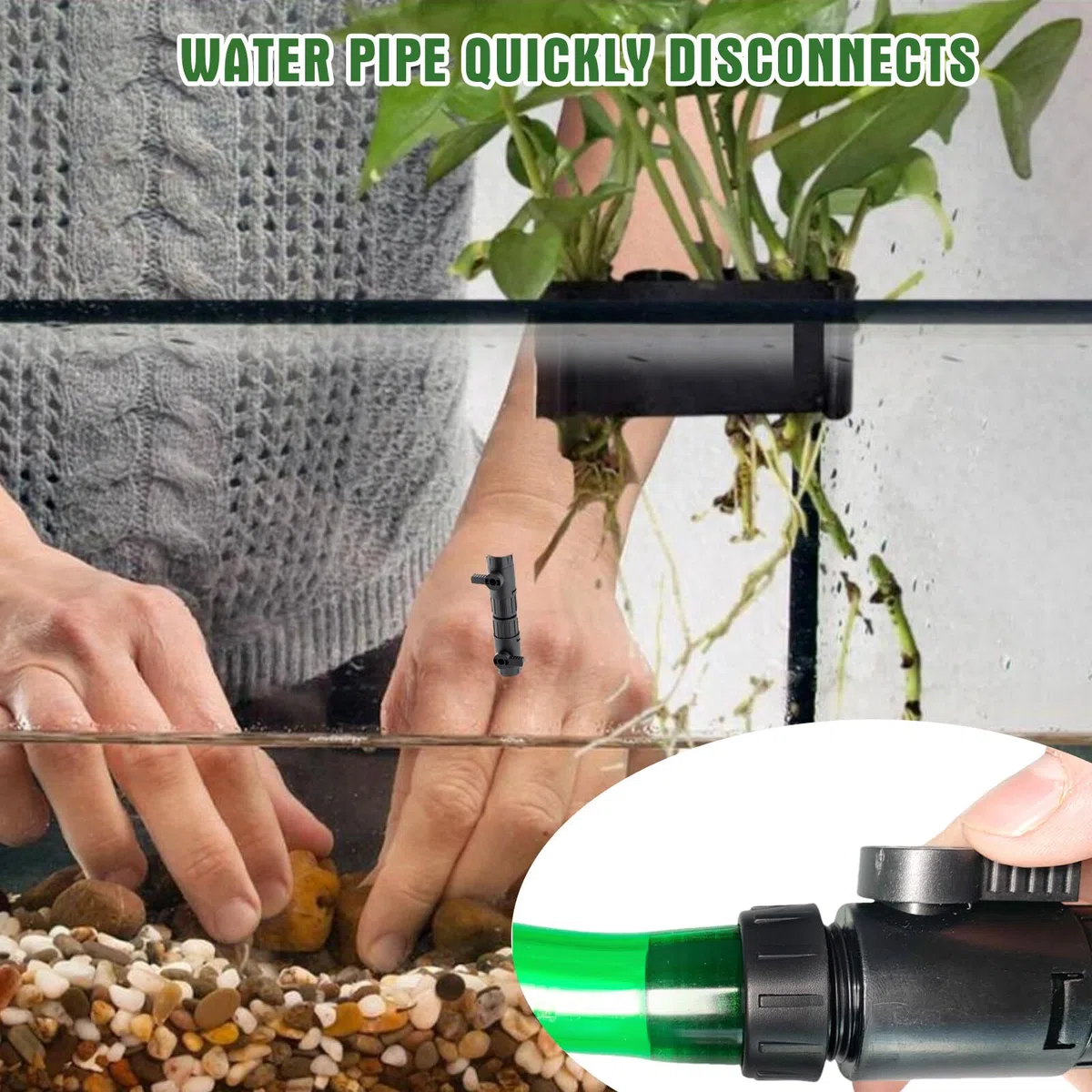Aicharynic Lot de 2 valves de tuyau d'aquarium - Valve de régulation du débit d'eau - Raccord de tuyau 12 mm à 16 mm - Noir