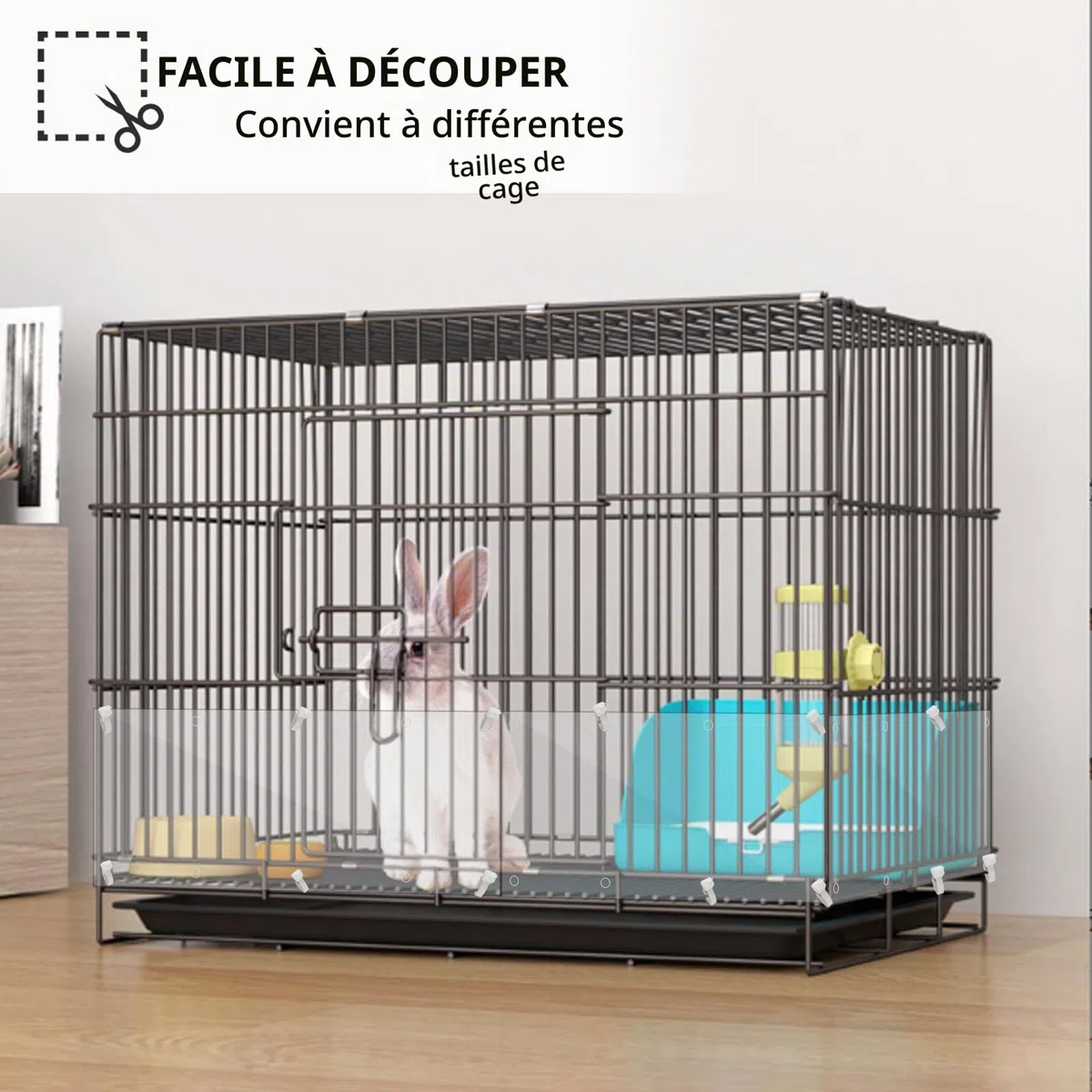 Lot de 12 Doublures de bord de la cage pour animaux, 35 x 12cm, Doublures de protection pour cage de petit animal avec 120 attaches pour lapin, cochon d'Inde, hamster et autres petits animaux