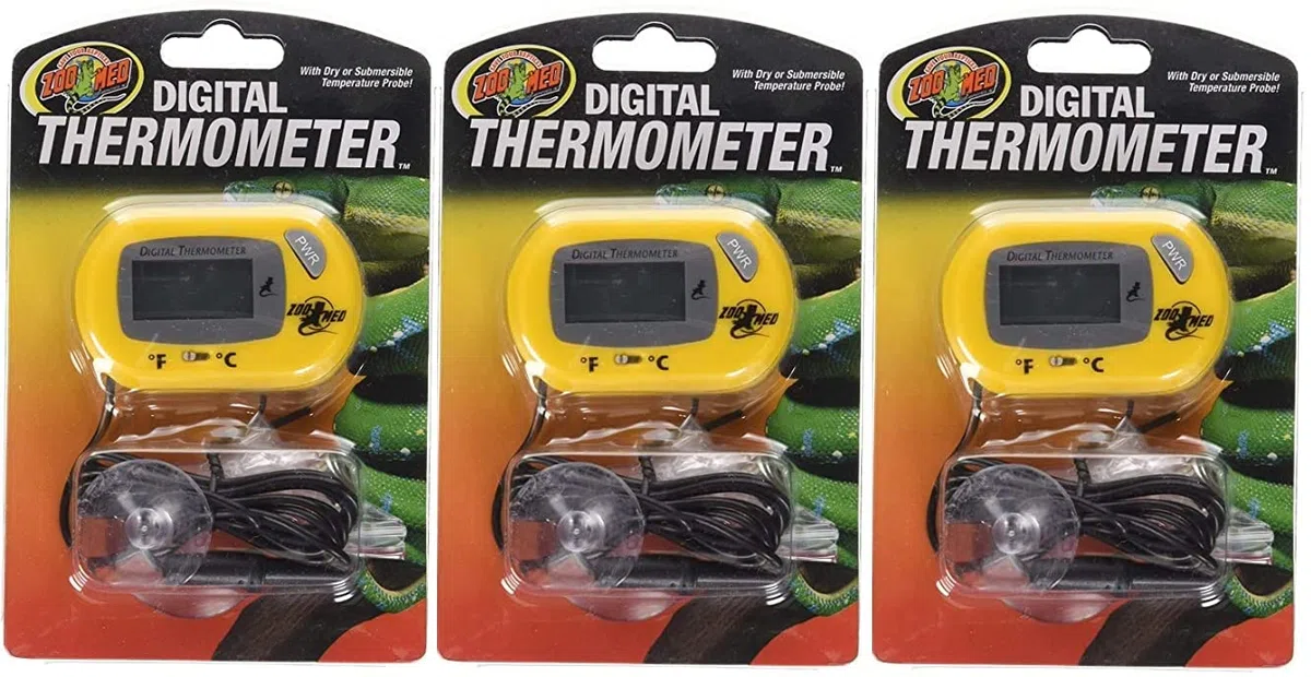 Zoo Med Digital Reptile Terrarium Thermometer with Temperature Probel - 3 Pack