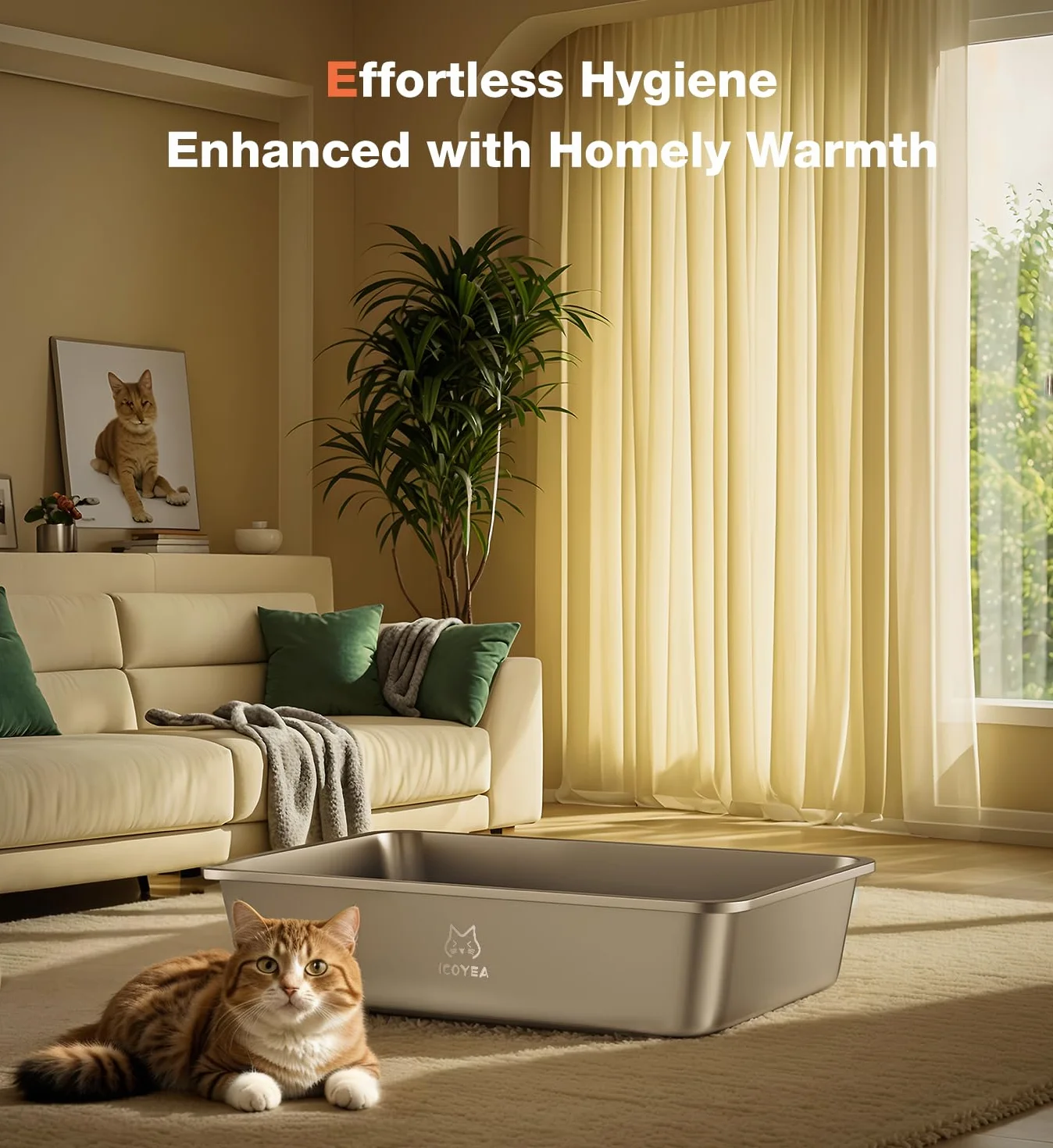 Bac Litiere pour Chat en INOX, Bac à Litière pour Grands Chats, Chatons et Lapins, Caisse Chats Litiere, Litiere Toilette pour Chat, Anti-Adhérent, Anti-Odeurs, Facile à Nettoyer