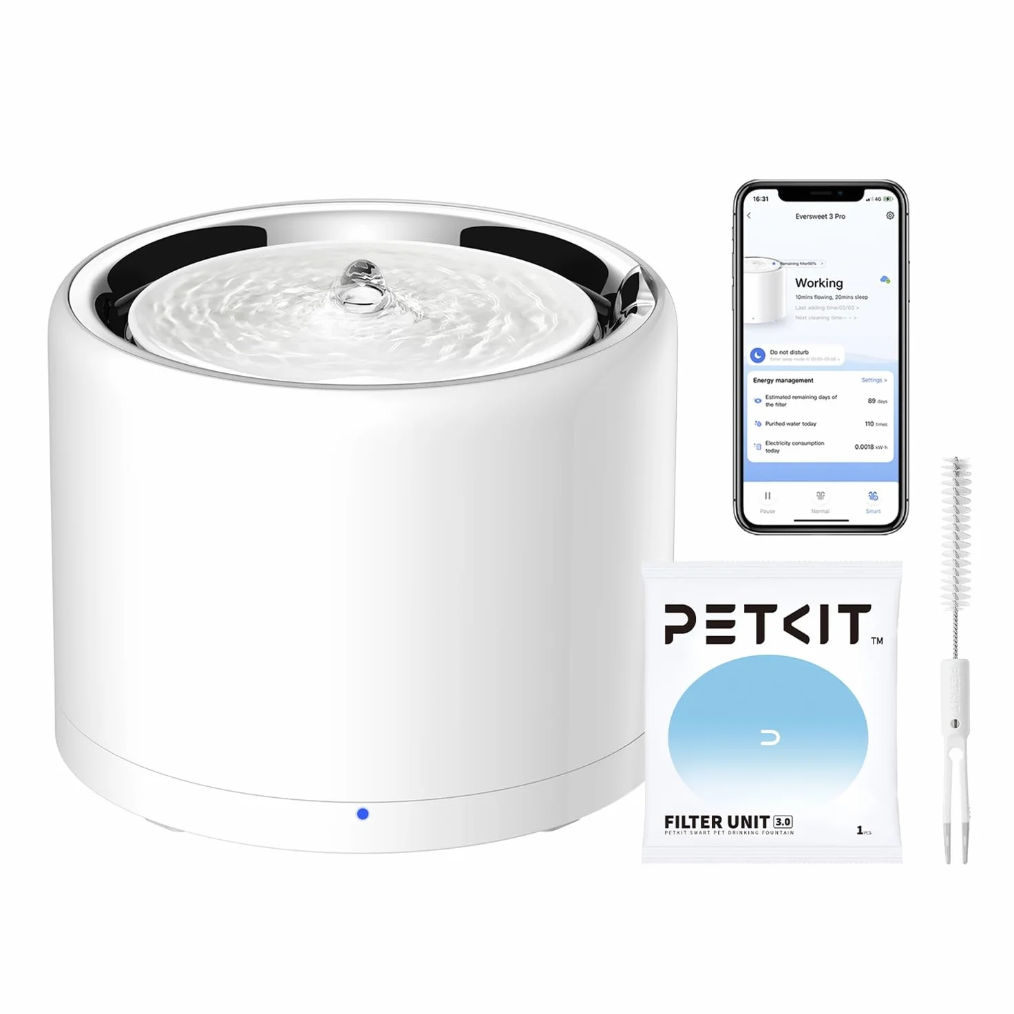 PETKIT Fontaine a Eau Chat sans Fil, Distributeur d'eau Intelligent Automatique pour Chats et Chiens, Réservoir Intérieur en Acier Inoxydable, Pas Facile à Elever des Bactéries