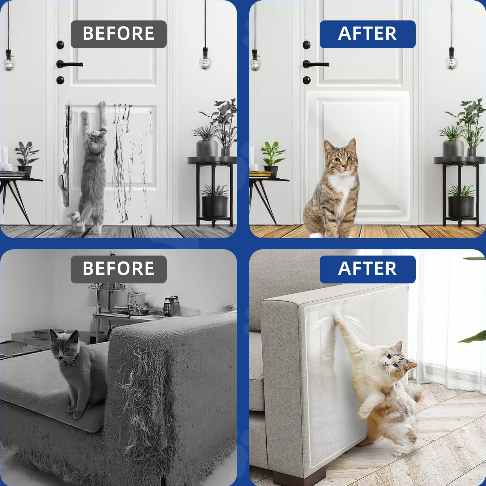 Protection Canape Chat Anti Griffe Transparent Invisible 42 * 500CM：TOOSOFt Protege Canape Griffe Chat Extra Long - Film Protection Mur Chien Adhesif Autocollant pour Meubles,Porte,Mur,Comptoirs