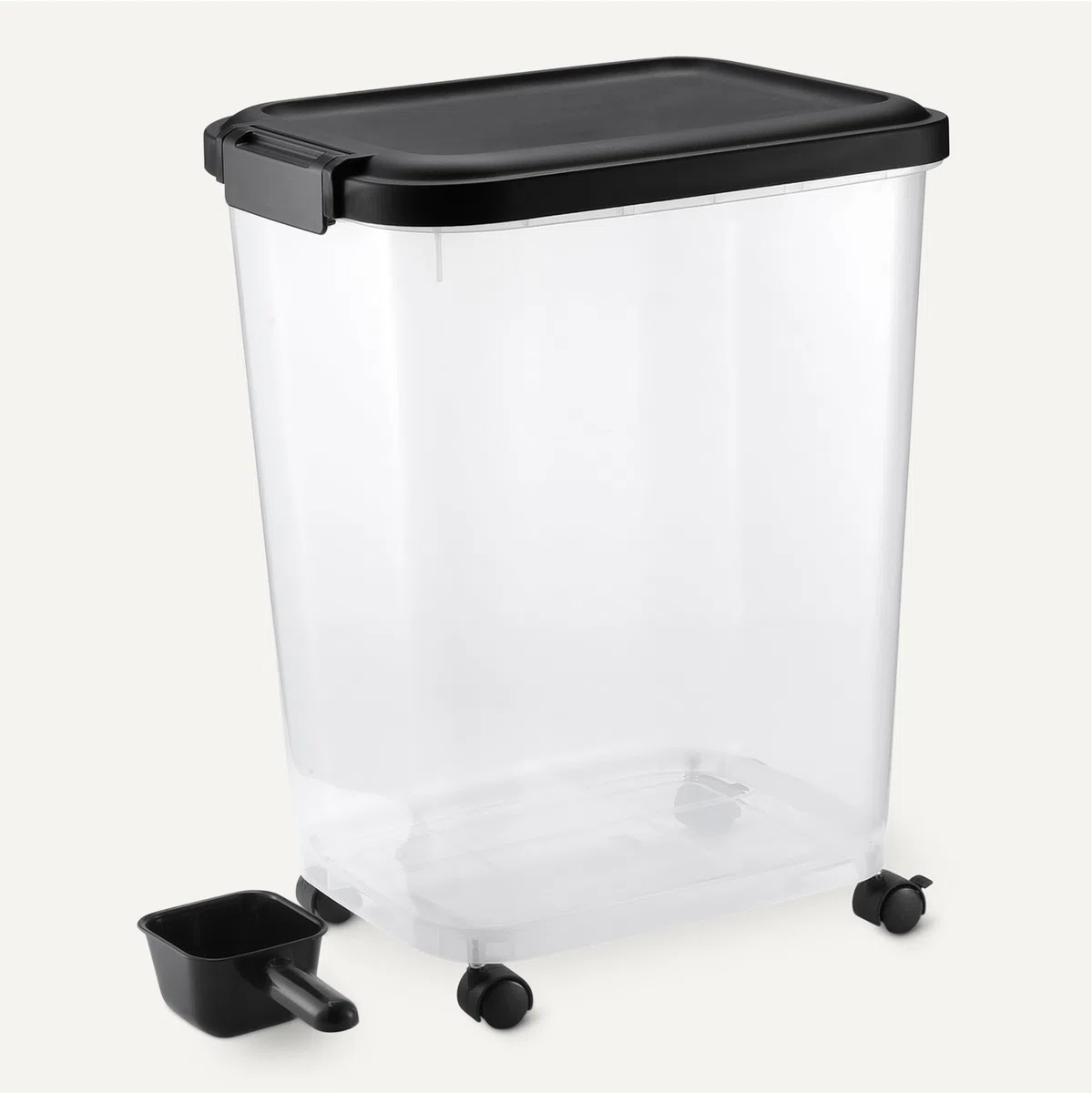 Amazon Basics Boîte de Conservation de Nourriture pour Animaux, 15.8 kg,Transparent et Noir