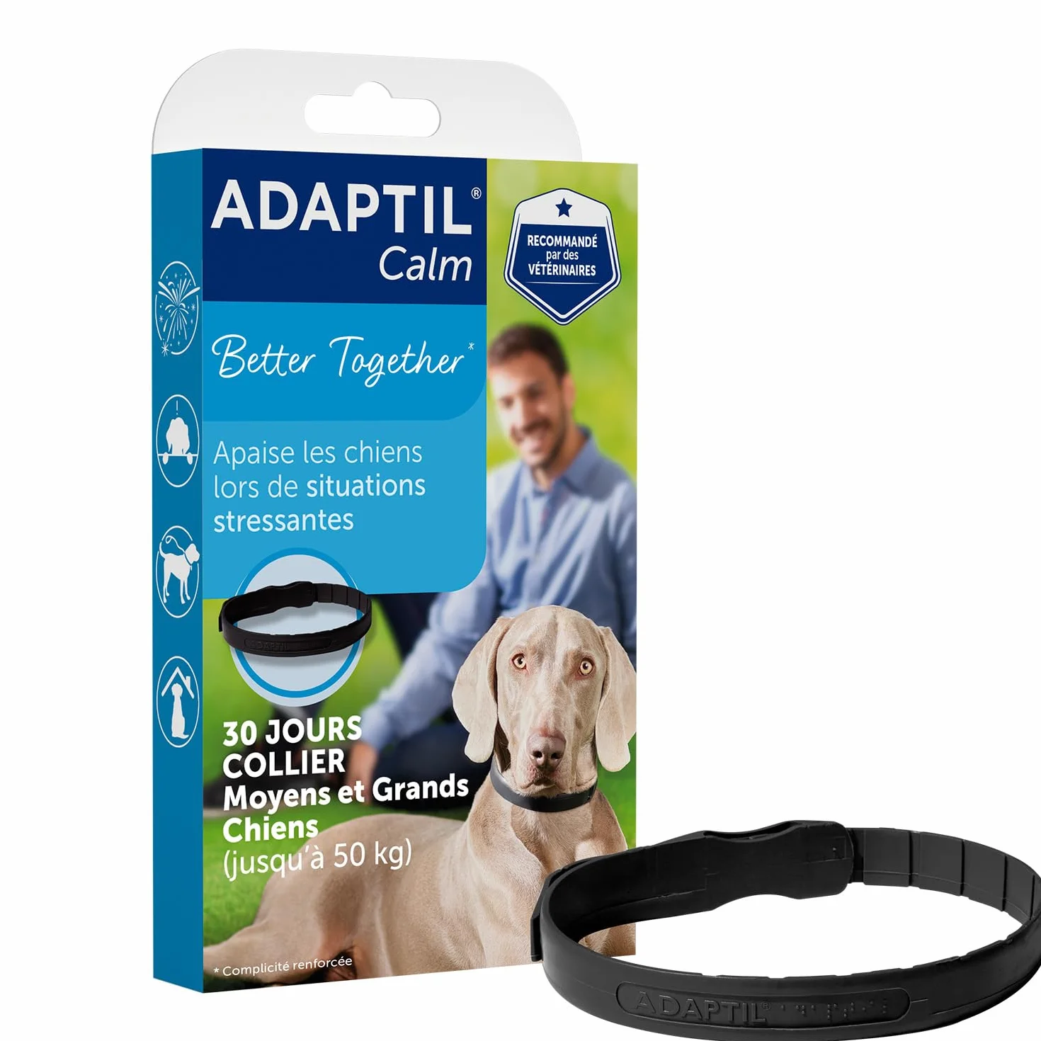 ADAPTIL Calm – Anti-stress pour chien – Collier Moyens et Grands Chiens – Taille M/L