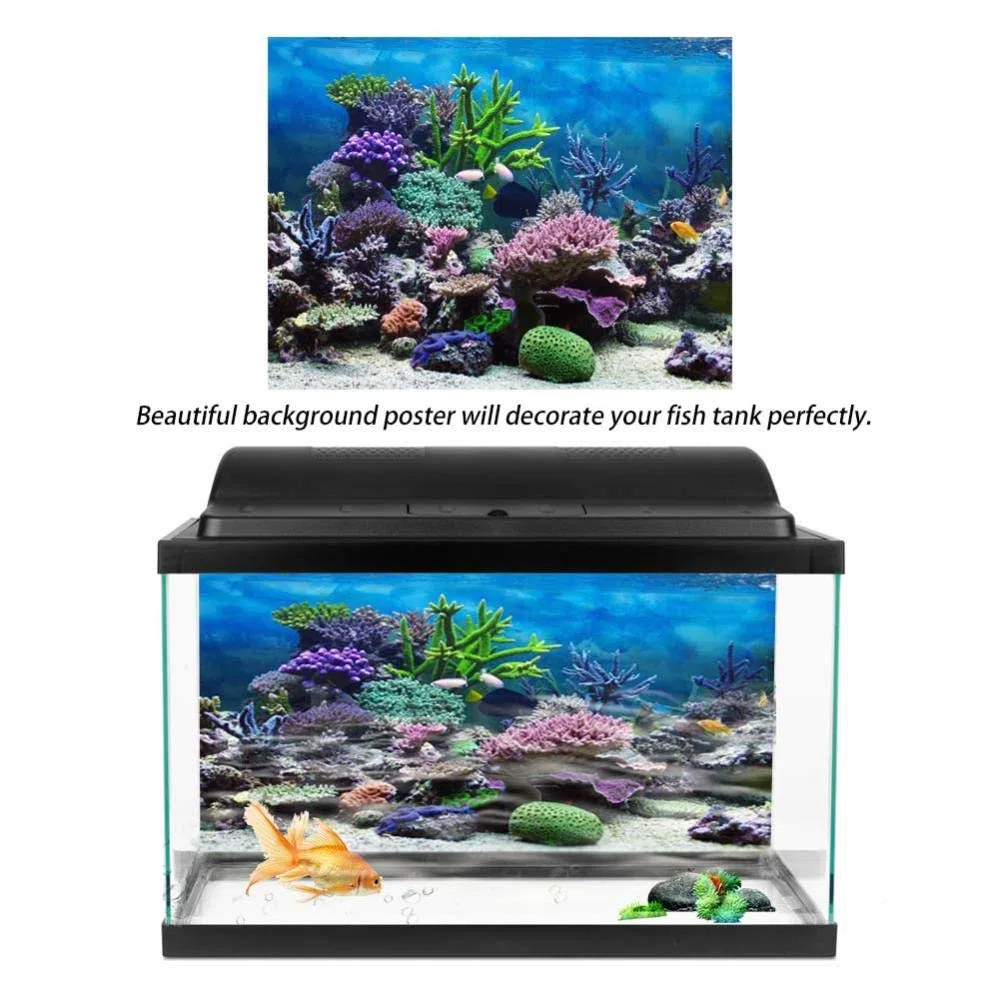 FILFEEL Aquarium Fond Fish Tank Décorations Photos PVC Adhésif Affiche Underwater Toile de Fond Décoration Papier Coller Stickers Autocollant(122 * 50cm)