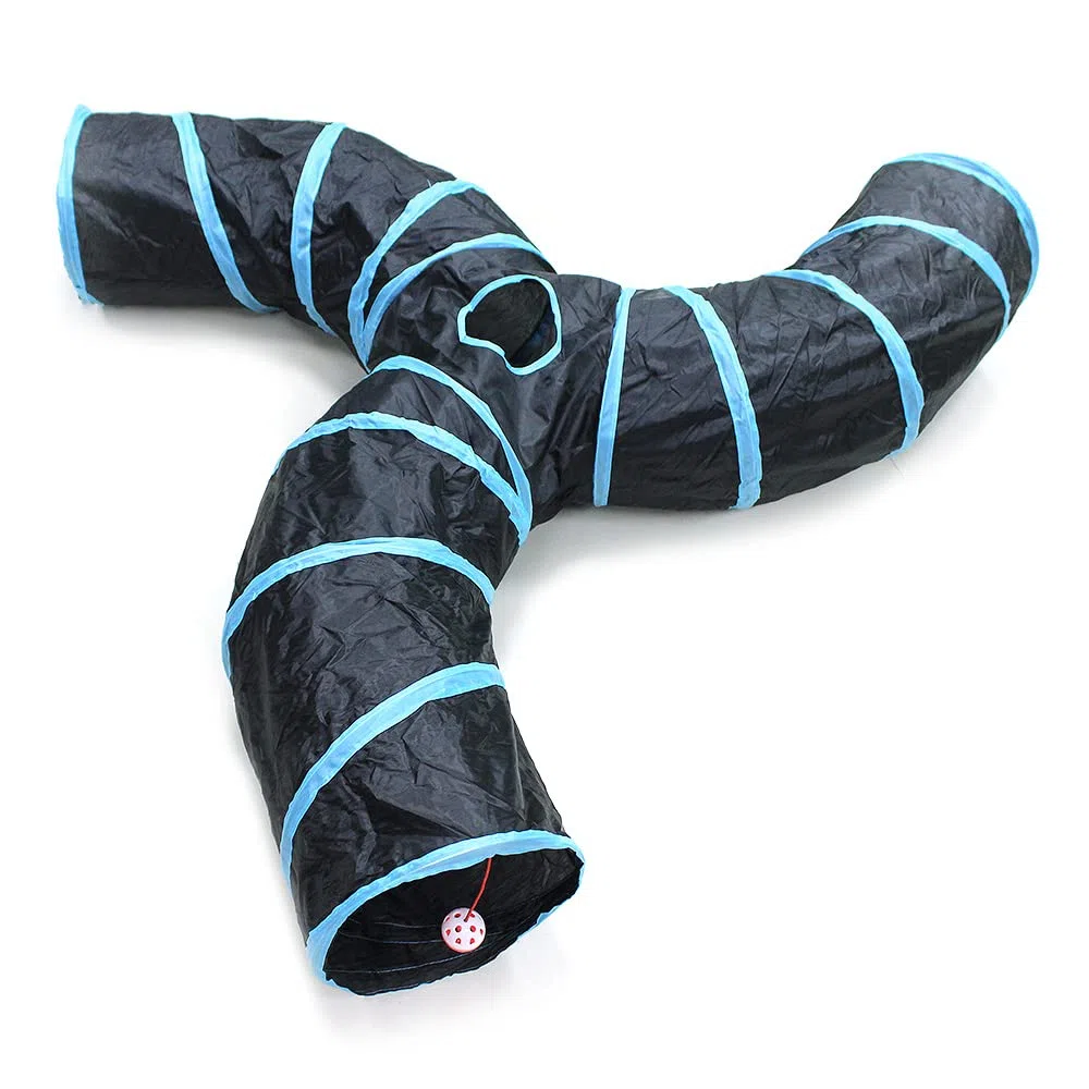 Bemodst Road Tunnel pour Chat, 2 Voies/3 Voies/4 Voies/5 Voies Tubes de Tunnels Pliable Jouet Labyrinthe interactif pour Petits Animaux, Petit Lapin,Chaton, Chiot,Furet,cochons d’ Inde (3 Voies)