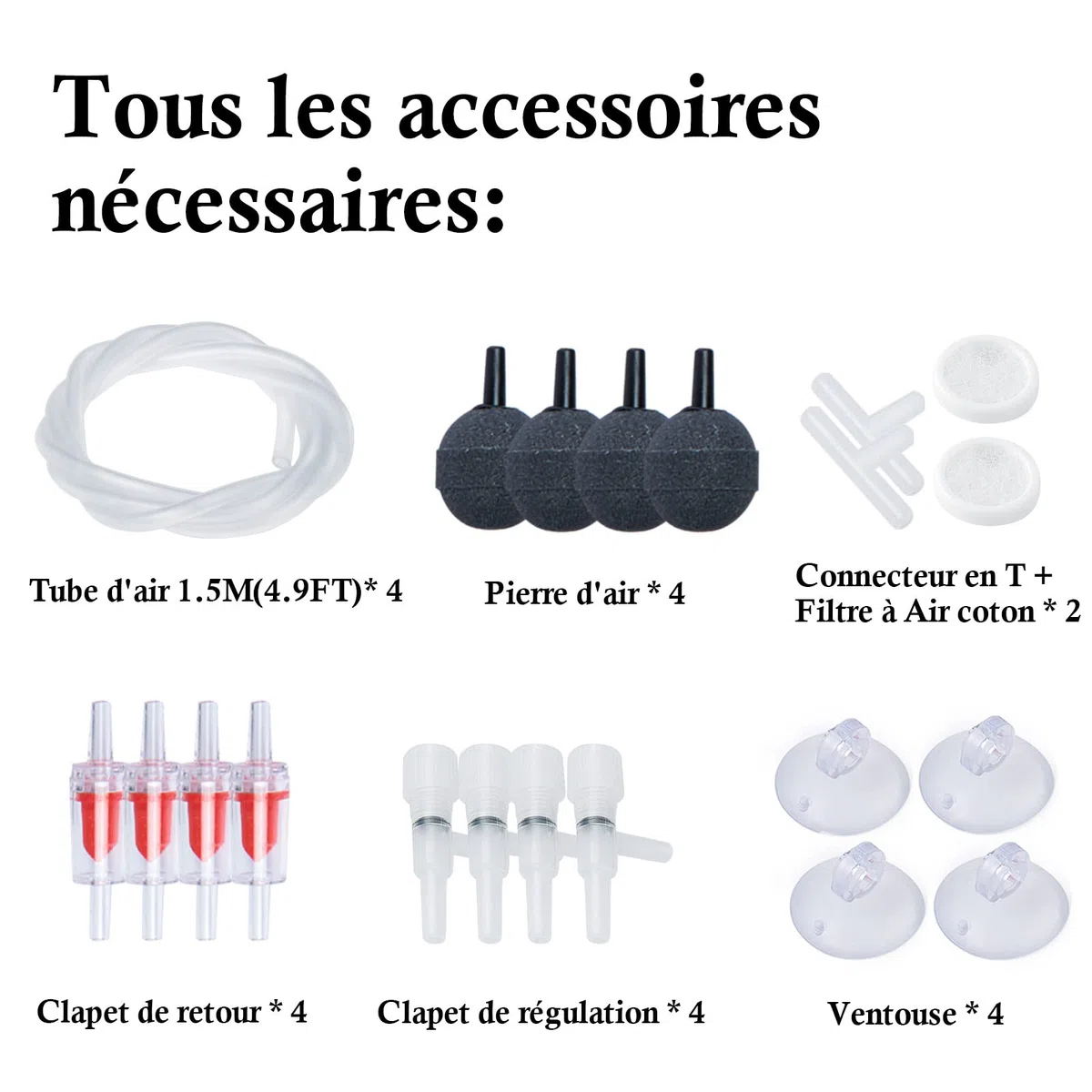 Pompe à air pour Aquarium, Pompe à oxygène à 4 Sorties, aérateur Silencieux pour Un réservoir de Poissons et de Tortues jusqu'à 1100L