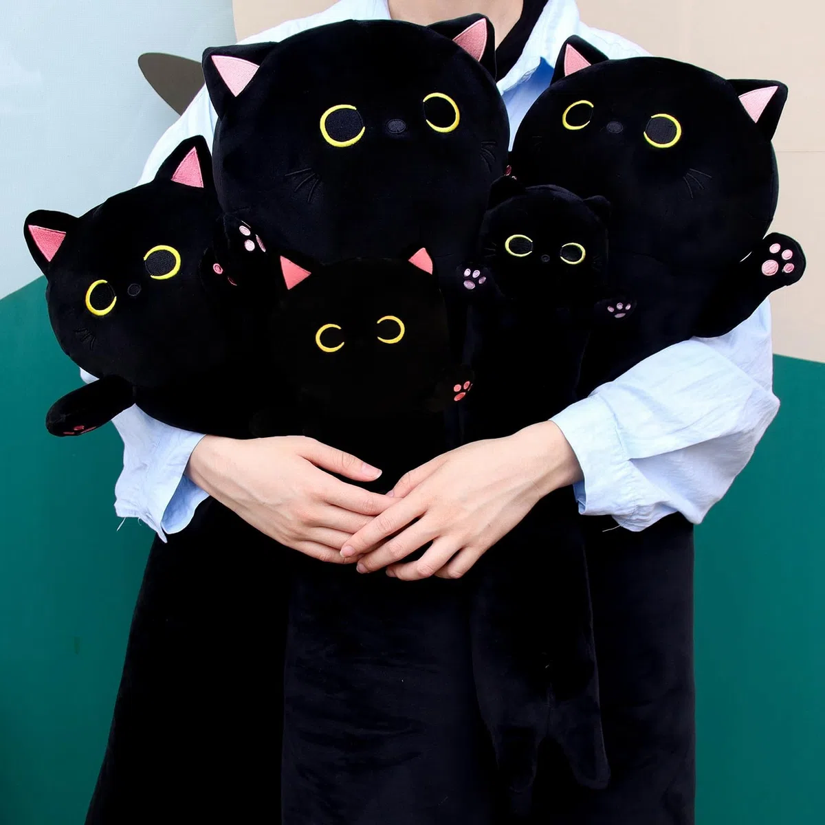Coussin en peluche chat long 90 cm - Long chat - Jouet en peluche kawaii - Cadeau pour amis et enfants