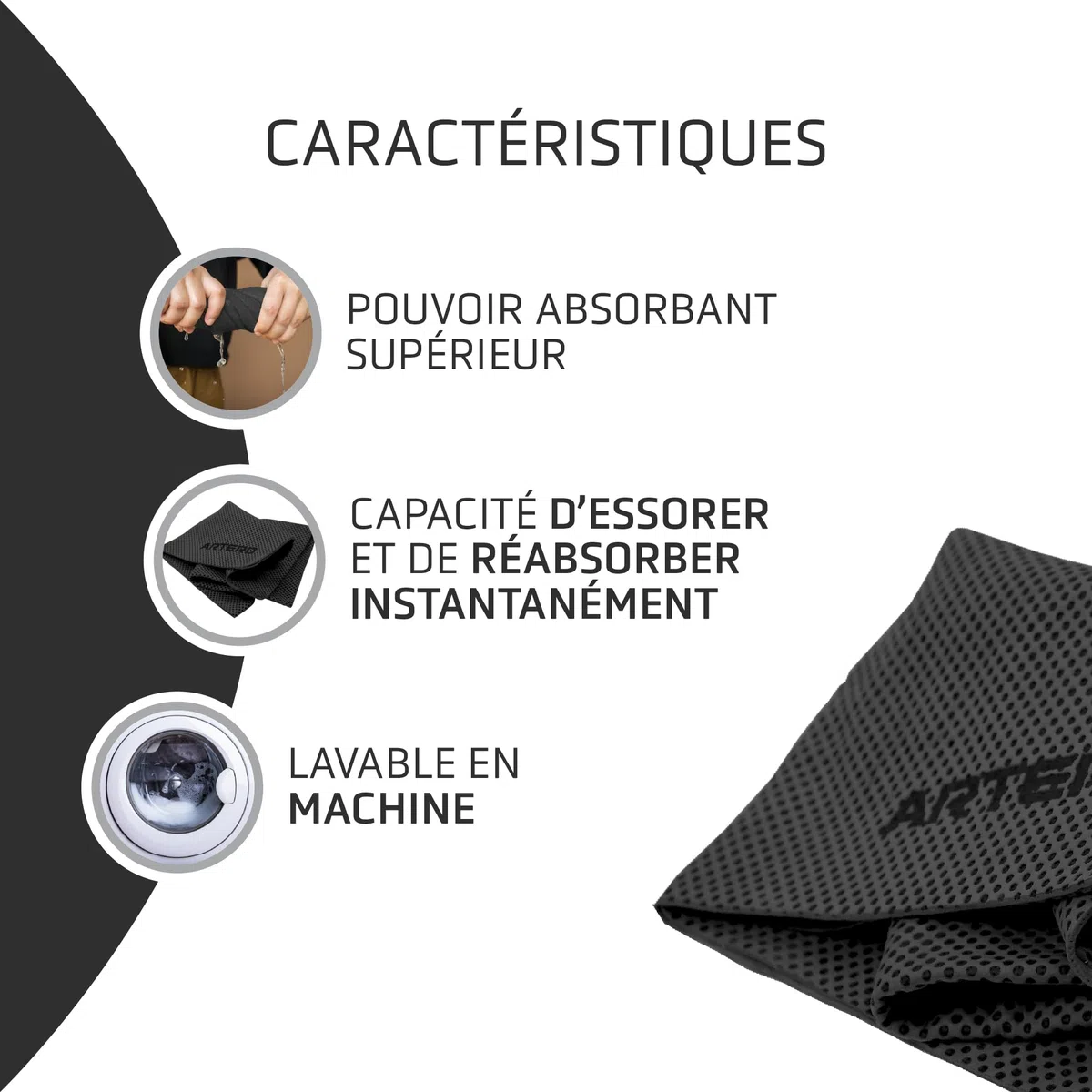 Artero Samba (grande taille) Chiffon ultra absorbant pour chiens ionisé et en carbone réduit le temps de séchage de 50 %