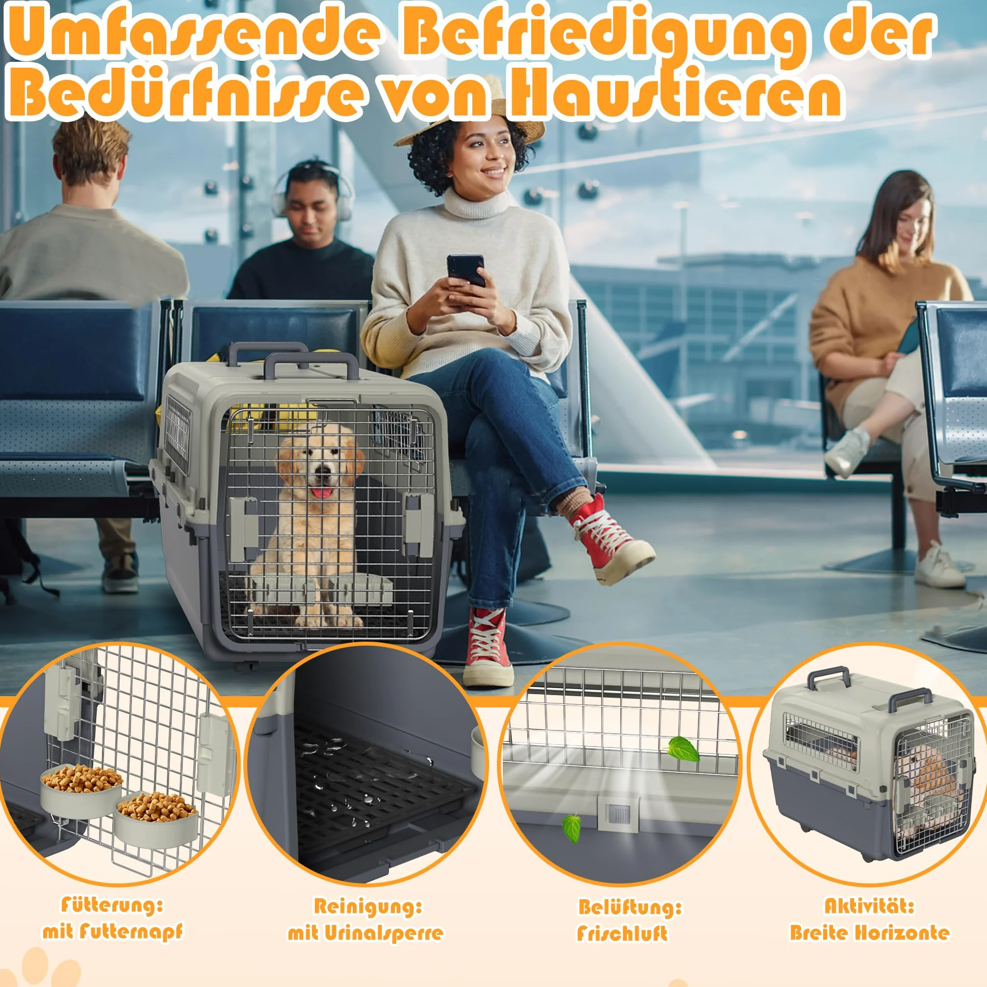 LZQ Boîte de transport pour chat, chien et chat, en plastique, pour petits animaux, chien, lapin (L 67 x l 51 x H 58,5 cm)