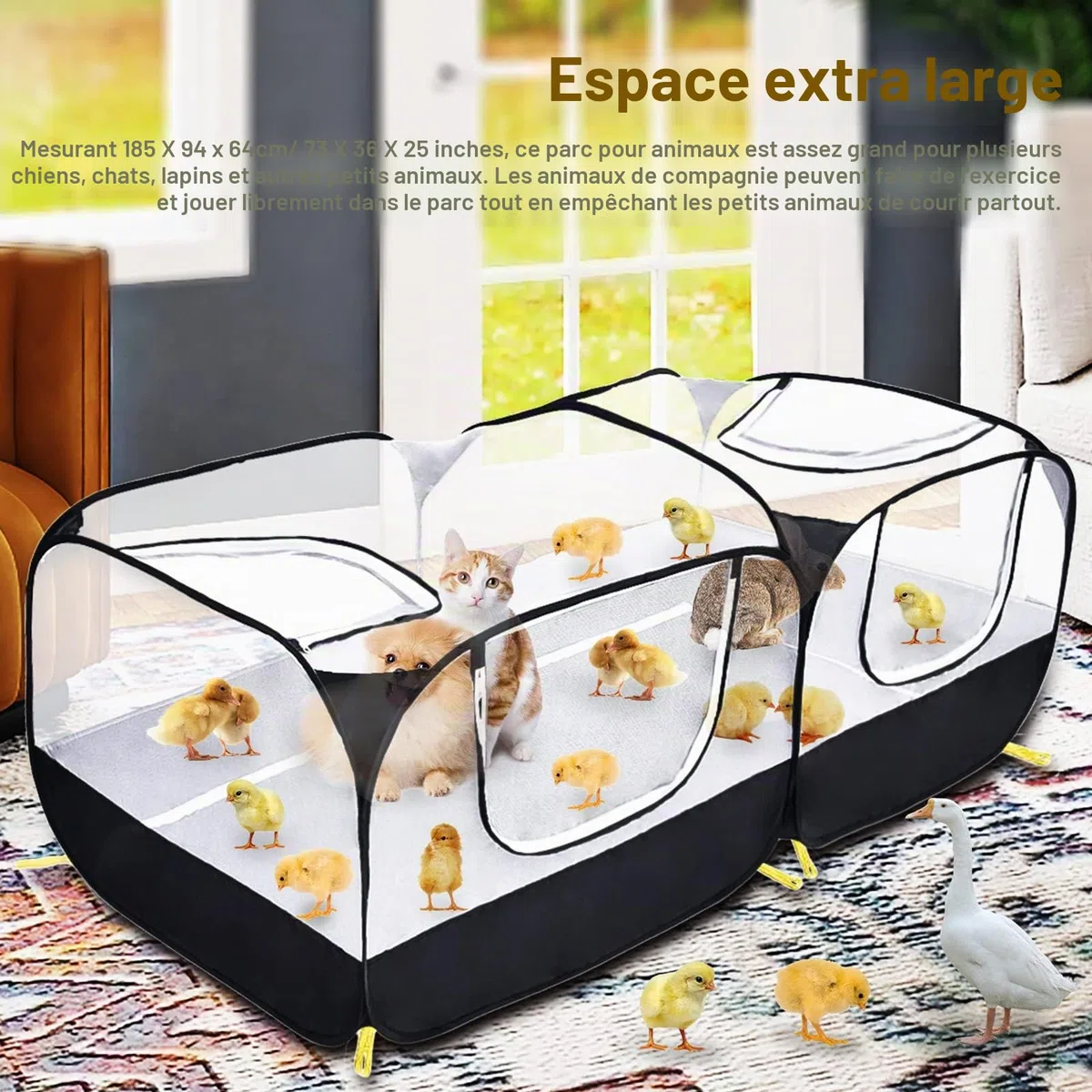Coolty Parc de Jeu pour Petits Animaux, Grand Mobile Parc de Jeu pour Poules Chatons Lapins Canards Poules
