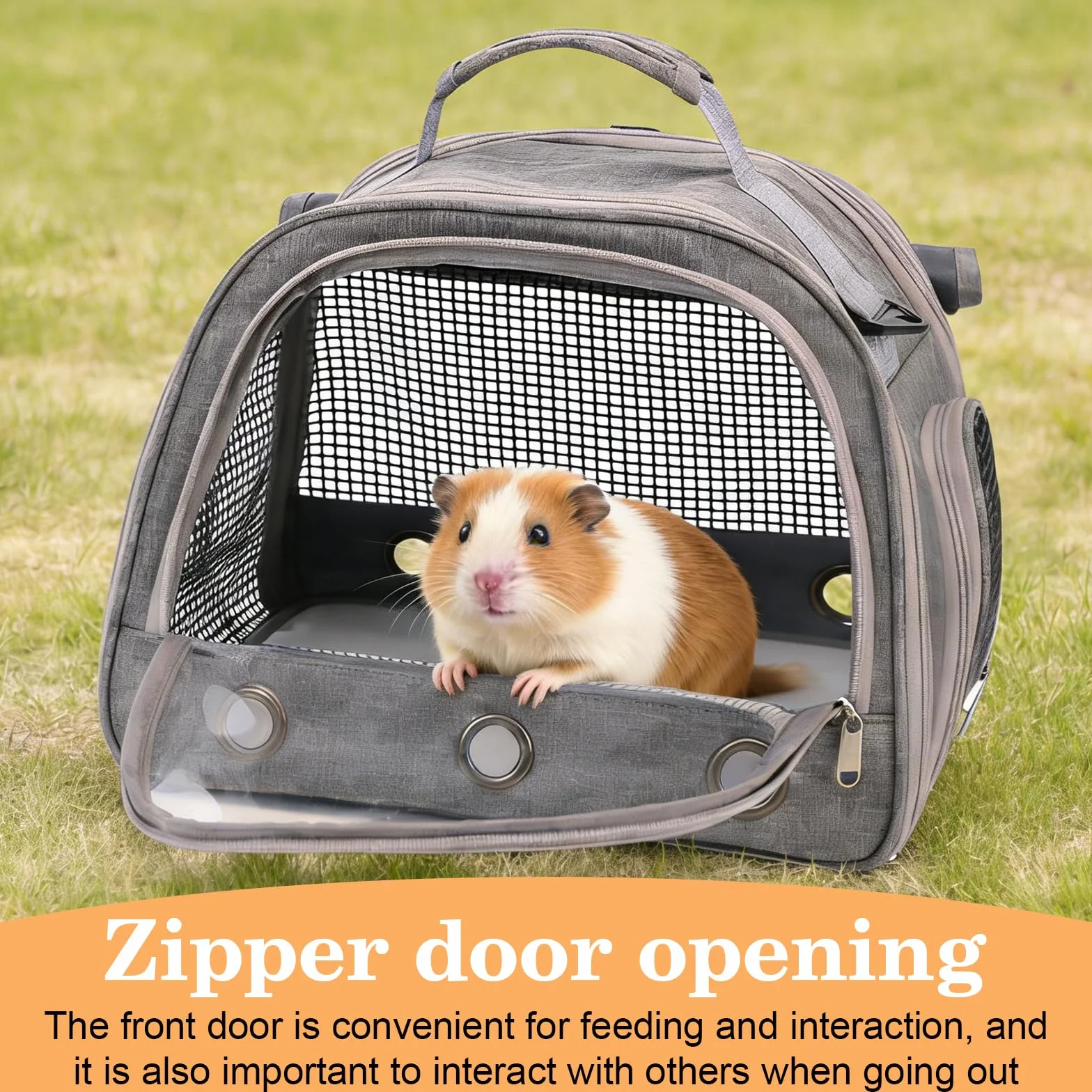 Sac De Transport pour Petits Animaux: Sac Transport Chat Chien avec Matelas, avec Fenêtre Transparente, Cage De Transport Portable pour Petit Oiseau, Cochons d'Inde, Chinchillas, Hamster (Gris)
