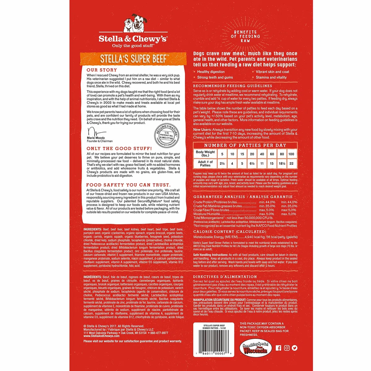 Stella & Chewy's Galettes de Nourriture Crue lyophilisée pour Chien, sans céréales, Riche en protéines, Recette Stella's Super Beef - Sac de 155,9 g