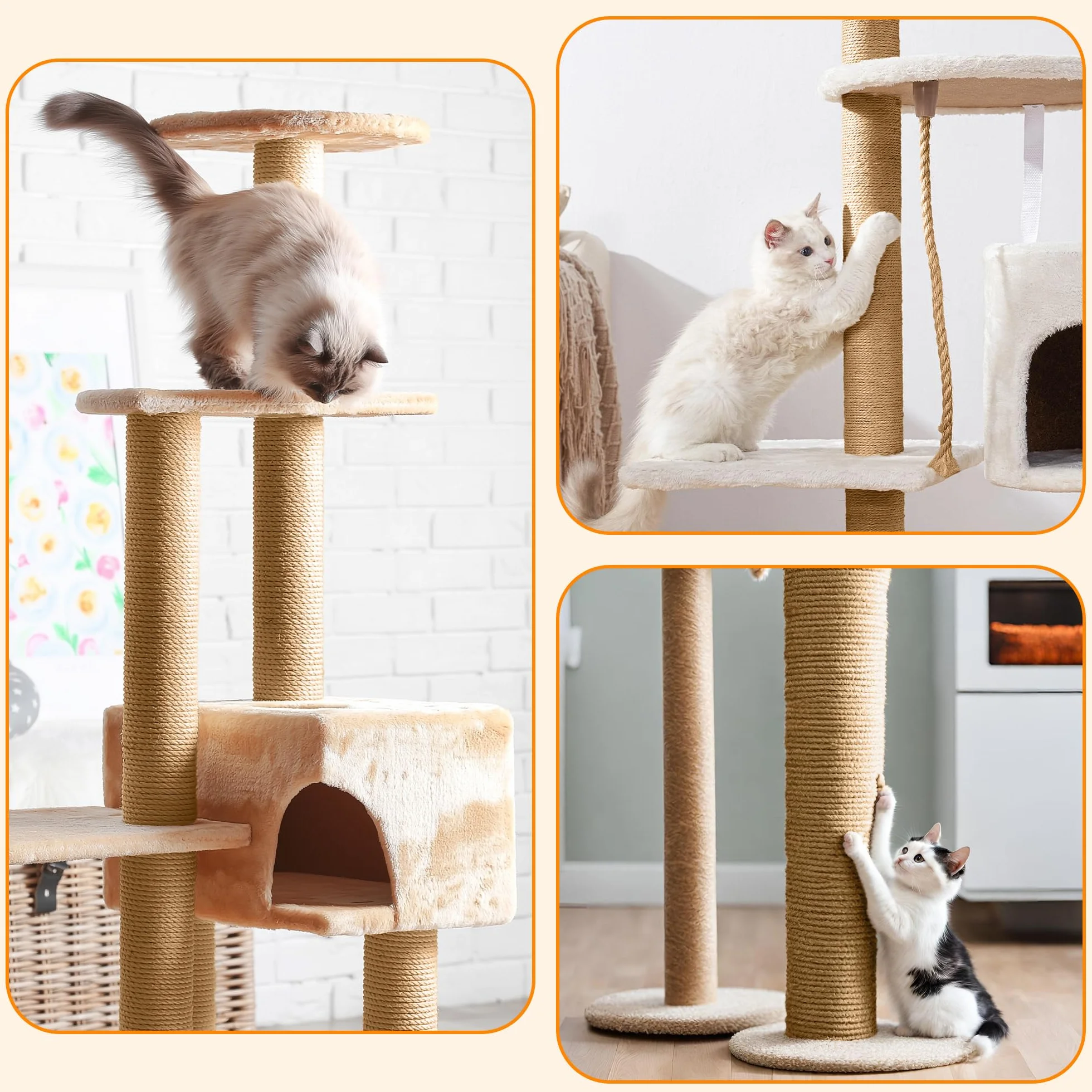 115m Corde pour Arbre à Chat en Sisal Naturel 8mm - Rouleau pour Griffoir, Bricolage DIY, Décoration Maison/Jardin - Corde Arbre à Chat de Remplacement (115 m x 8 mm)