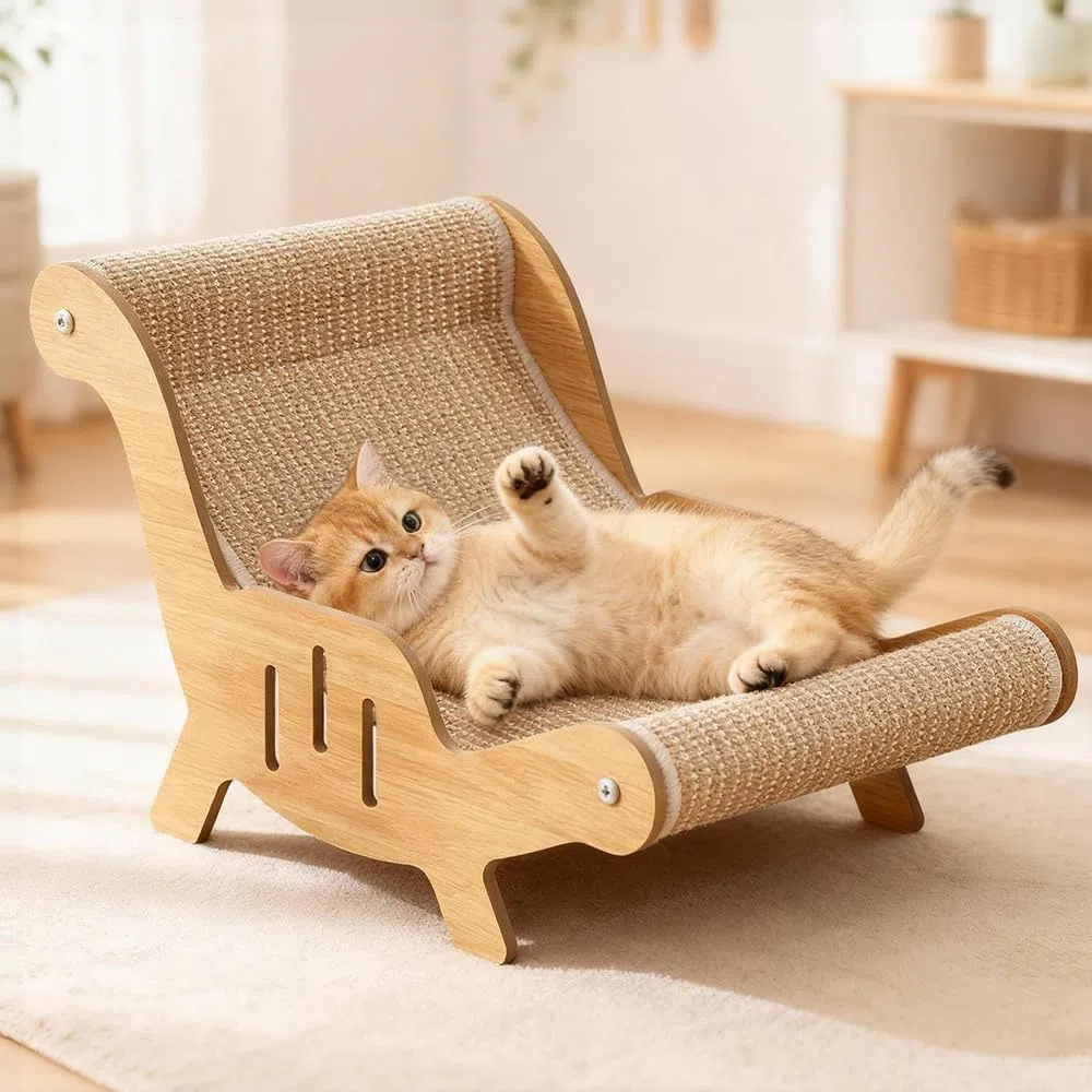 Chaise en Sisal pour Chat, 2-en-1 Chaise Longue pour Chat Peut Dormir et Aiguiser Ses Griffes, Grattoir en Sisal, Chai-se de Plage pour Ch-at, Lit en Si-sal pour Ch-at, pour Petits Animaux