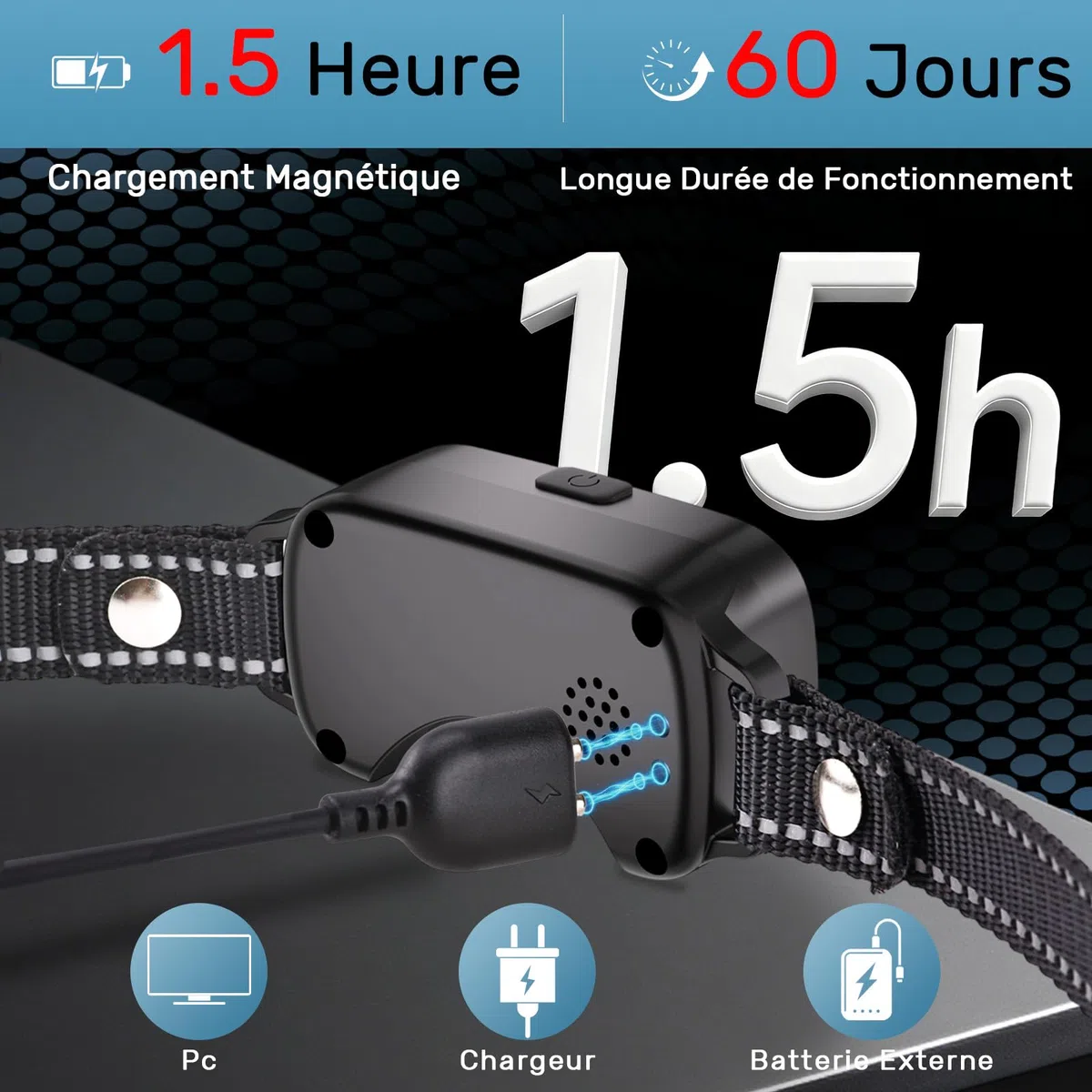 Collier Anti Aboiement Chien, Automatique Collier de Dressage pour Détection Intelligente des Aboiements, Ultrasons/Bip/Vibration, Imperméable IPX7, Rechargeable Anti Aboiement Chien Petit Moyen Grand