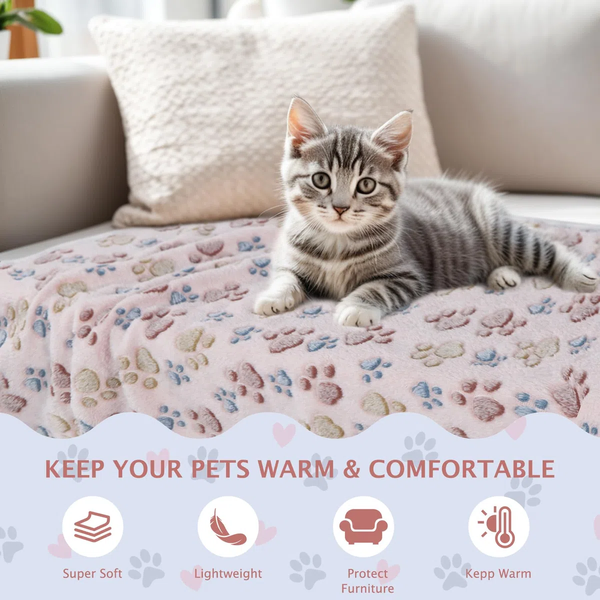BVAGSS Couverture pour Chien Chaton, 6 Pièces Moelleux Épais en Flanelle Lavable Animaux Coussin pour Petits et Moyens Chiots et Chatons XH075 (60 x 40 cm, Beige)