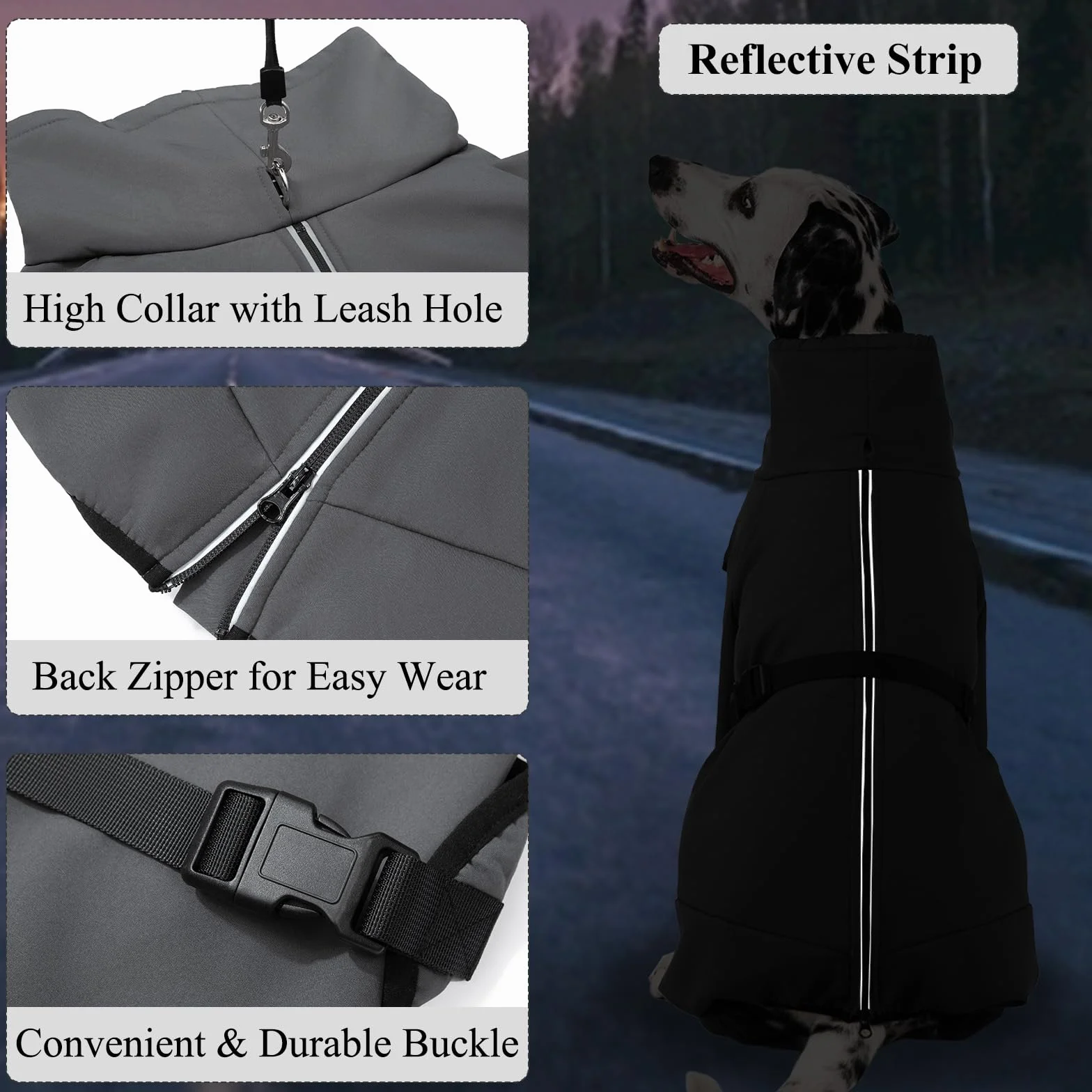 Manteau Chien Imperméable Manteaux Imperméables pour Chiens Veste Chien avec Jambes Manteaux d'hiver Polaire Chaude Veste Fermeture éclair réfléchissante Manteau pour Petit Moyen Grand Chiens