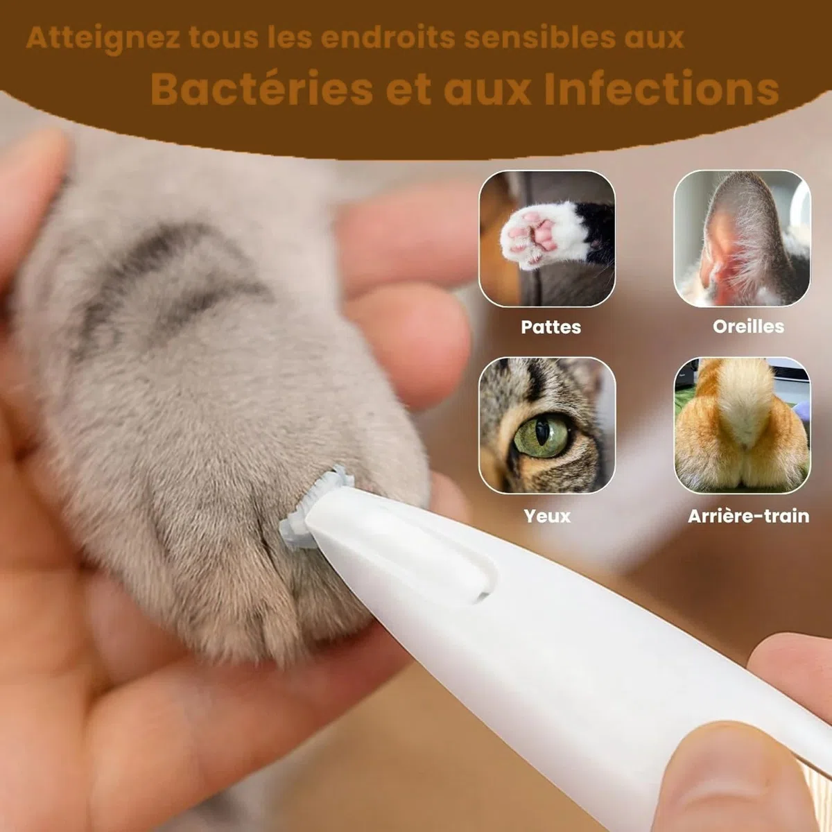 Patounet Tondeuse de précision pour chat, Tondeuse patte chien entre coussinets, Douce pour chien et chat, Lames céramique et inox, LED intégrée,toilettage zones sensibles sans stress (Avec lame)