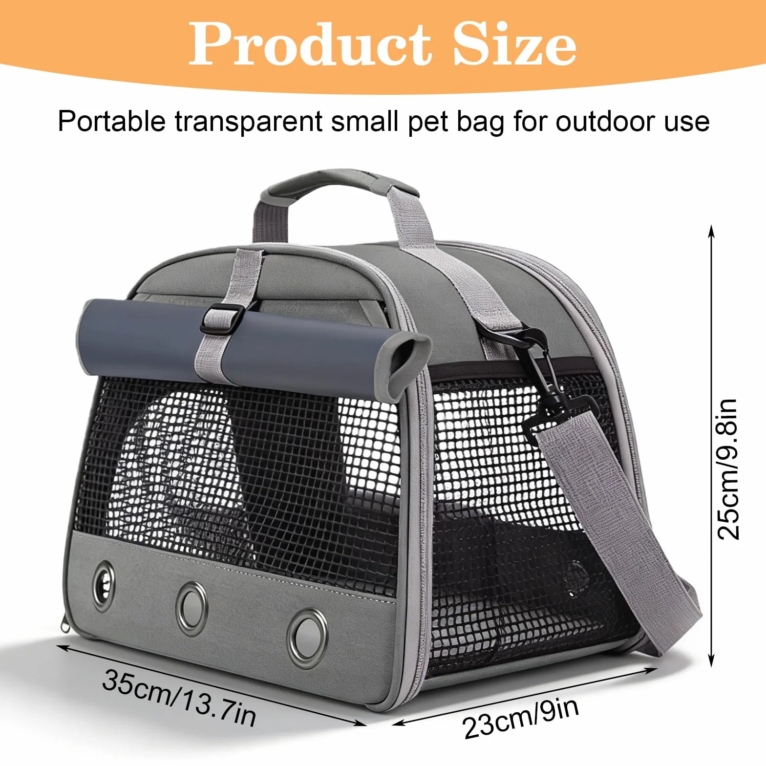 Sac De Transport pour Petits Animaux: Sac Transport Chat Chien avec Matelas, avec Fenêtre Transparente, Cage De Transport Portable pour Petit Oiseau, Cochons d'Inde, Chinchillas, Hamster (Gris)