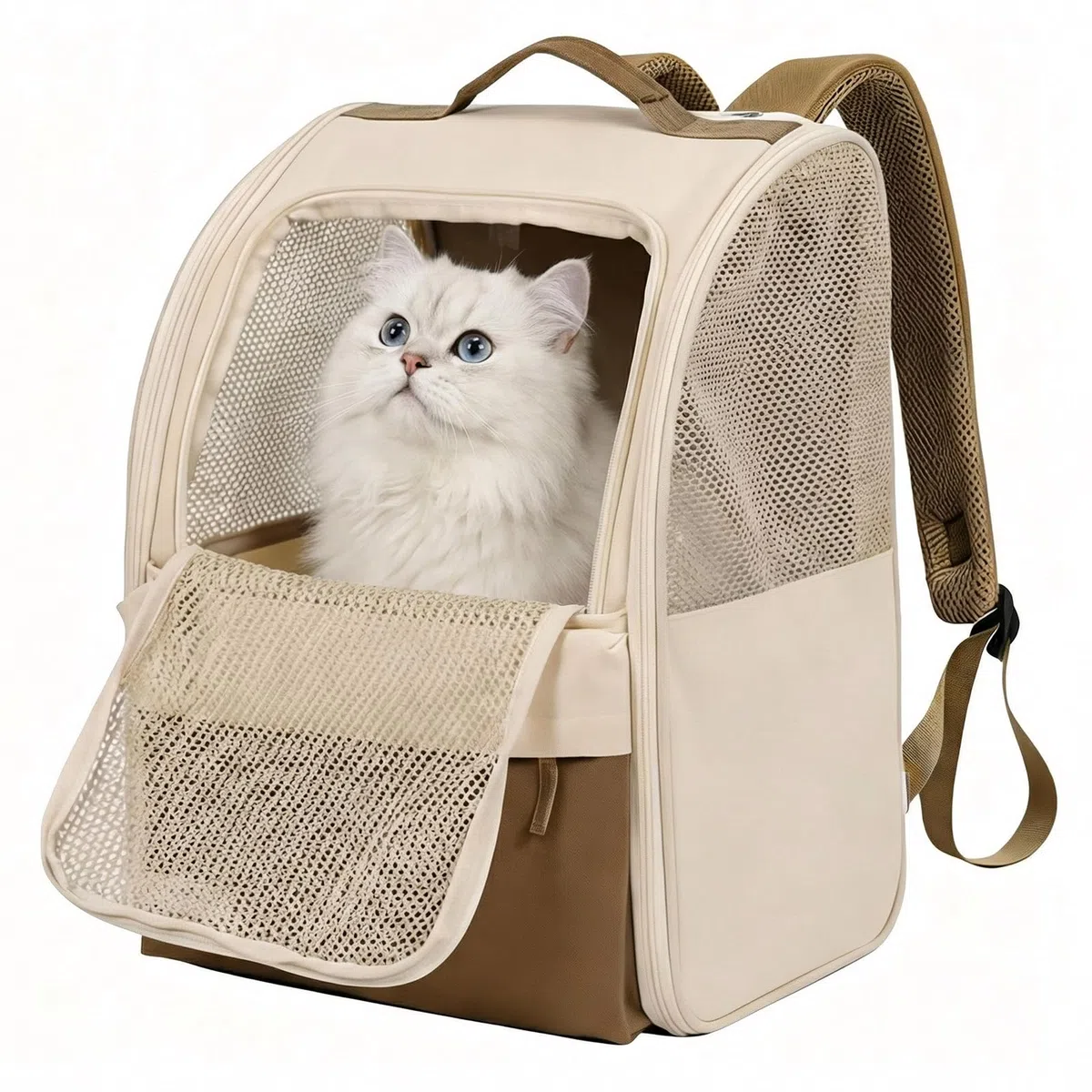 Sac a Dos Chat, Sac Transport Chat et Chien Filet Respirant Respirant Sac de Transport pour Chat et Petit Chien en Tissu Oxford avec Espace pour Voyages, Confortable pour Petit Animal (Max 7,5kg)
