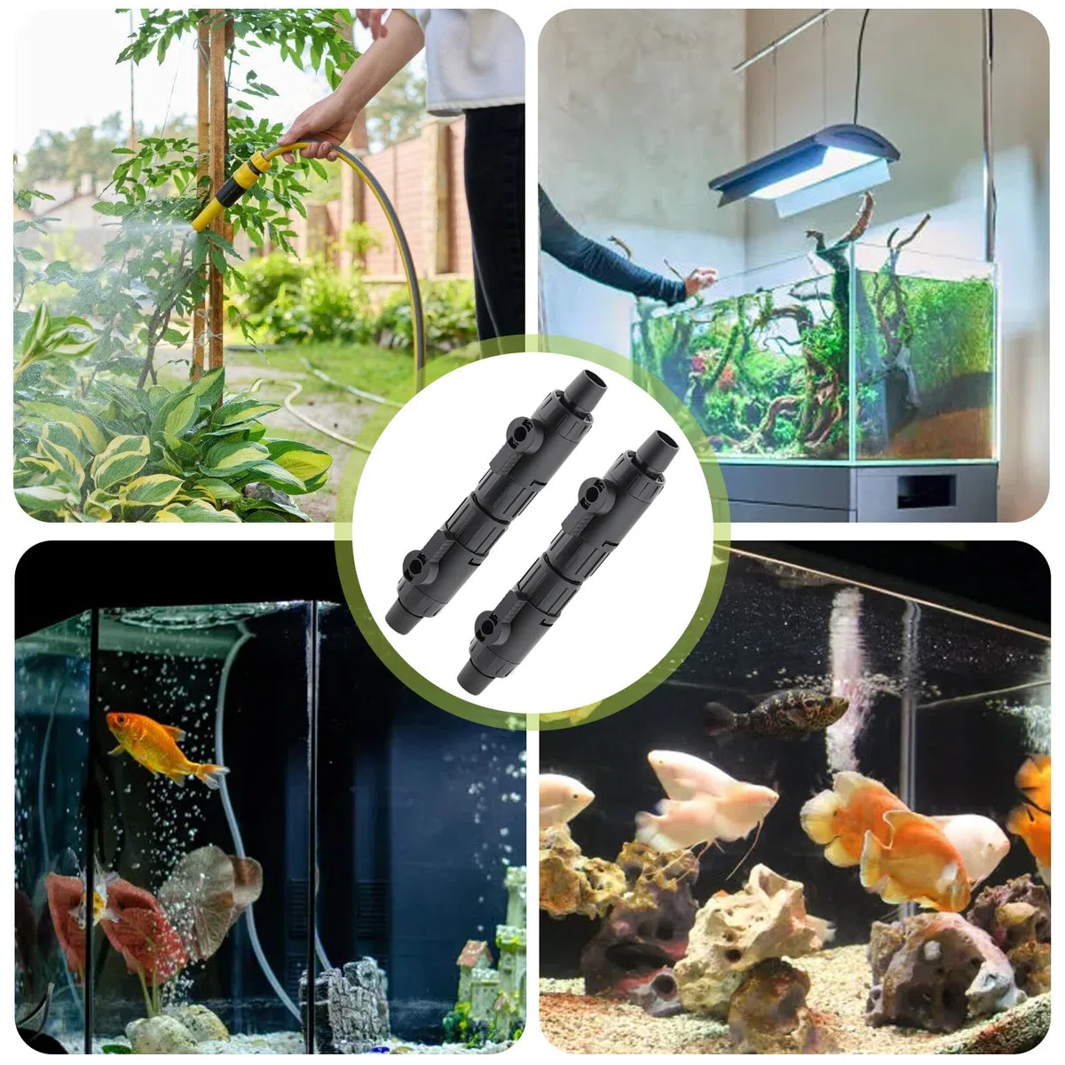 Aicharynic Lot de 2 valves de tuyau d'aquarium - Valve de régulation du débit d'eau - Raccord de tuyau 12 mm à 16 mm - Noir