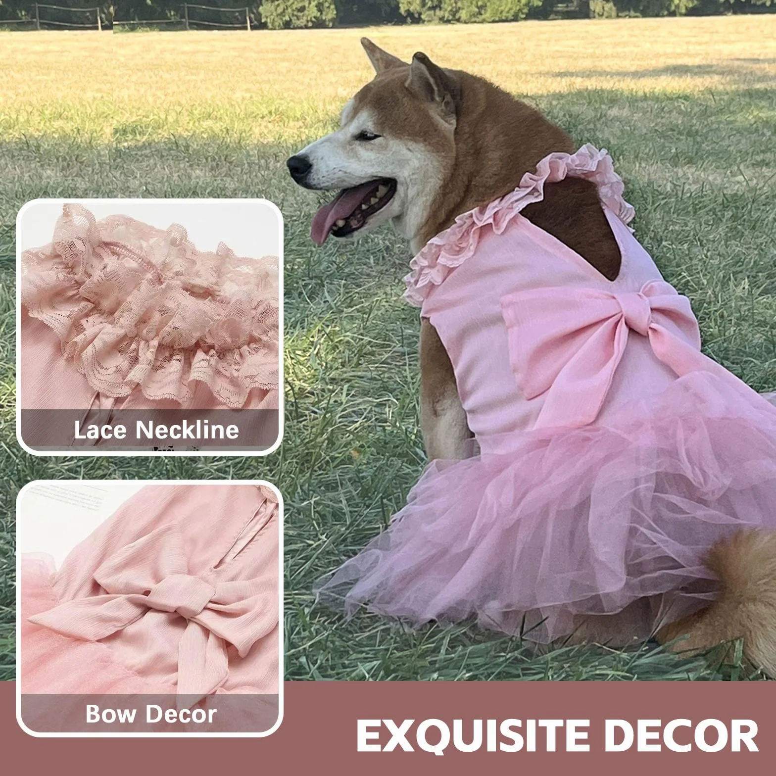 Robes pour Chiens de Grande Taille, Robe de mariée de Luxe pour Chien, Magnifique Costume de mariée avec nœud Papillon, Jupe de Princesse pour Chiens de Taille Moyenne, pour l'été, Les fêtes