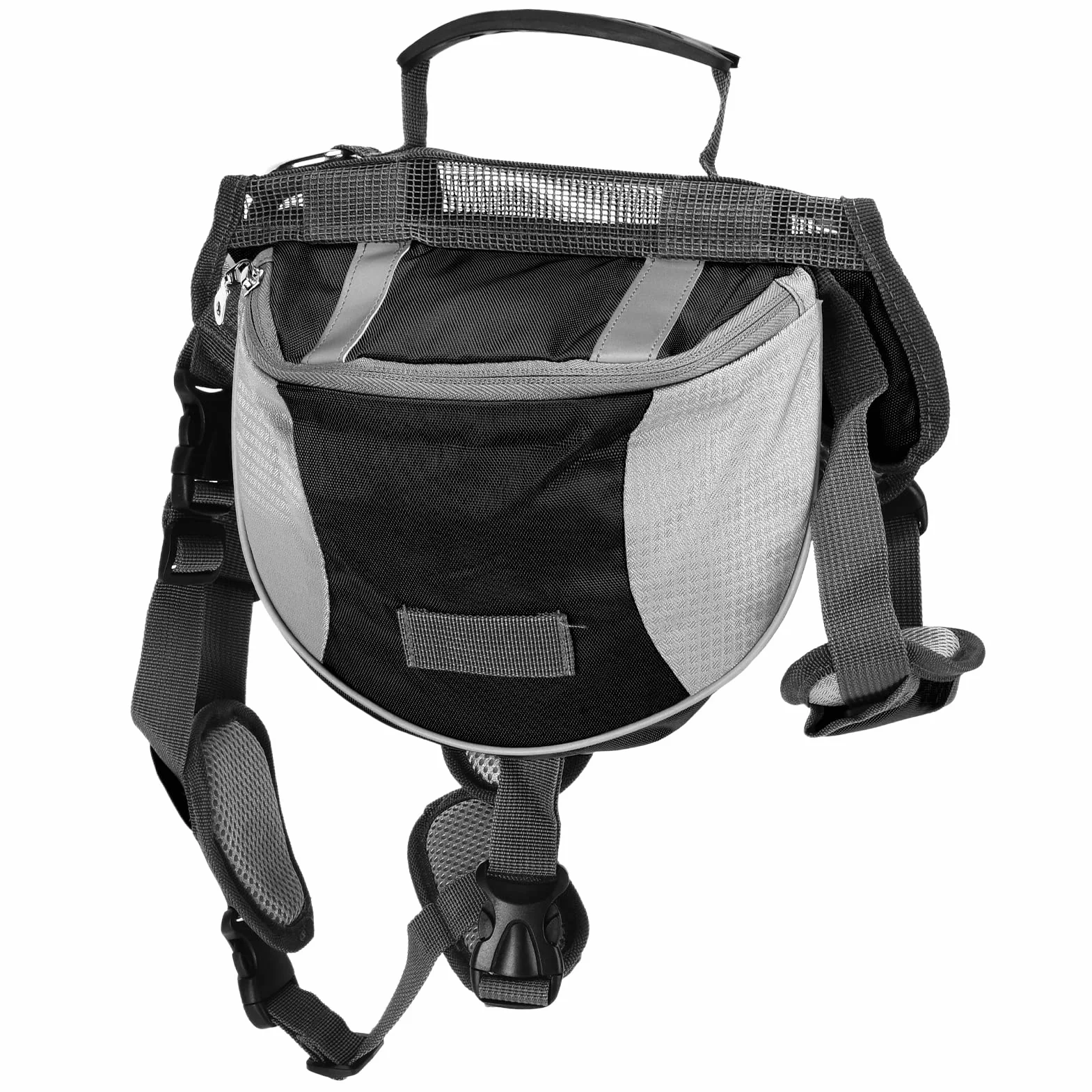 Sac à Dos de Randonnée pour Chien, Sac de Selle pour Chien, Sac à Dos Réglable avec Poches Latérales et Bandes Réfléchissantes pour Chiens de Petite, Moyenne et Grande Taille,