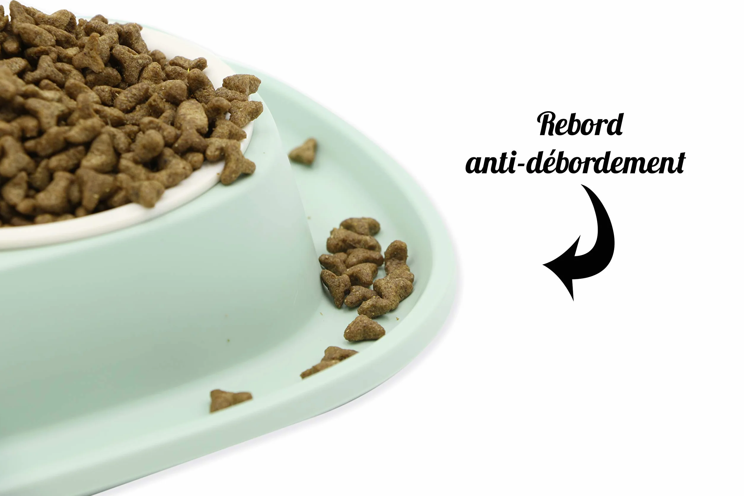 Agrobiothers Aime Gamelle pour Chien Et Chat, avec Double Bols Amovibles, Support Anti-Dérapant Et Anti Débordement, Contenance 2 X 230ml, Gamelle avec Bol Amovible