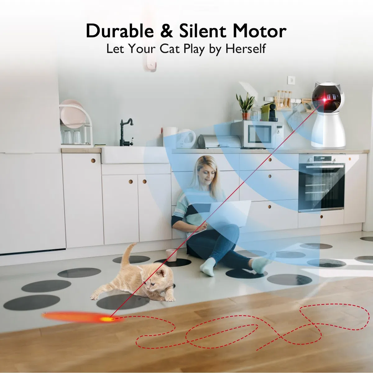 FENRIR Yvelife Cat Laser Toy Automatic,Interactive Toy for Kitten/Dogs - USB Charging,Placing Hign,5 Random Pattern,Automatic on/.