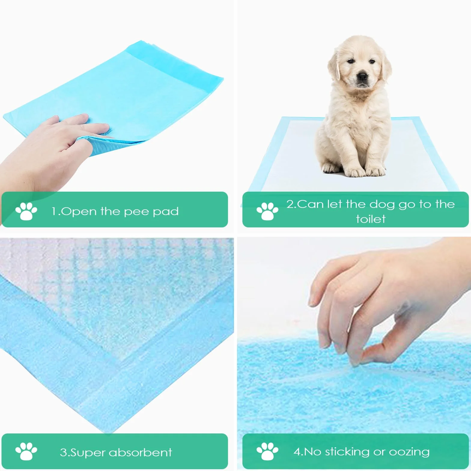 Fousenuk 100 Pièces Tapis Absorbant Chien, 60X60cm Alaise Jetable Alèse Pipi Propreté Educateur Chien Animaux, Aleze Impermeable, Pee Pad Apprentissage la Propreté Anti-Fuite Résistante