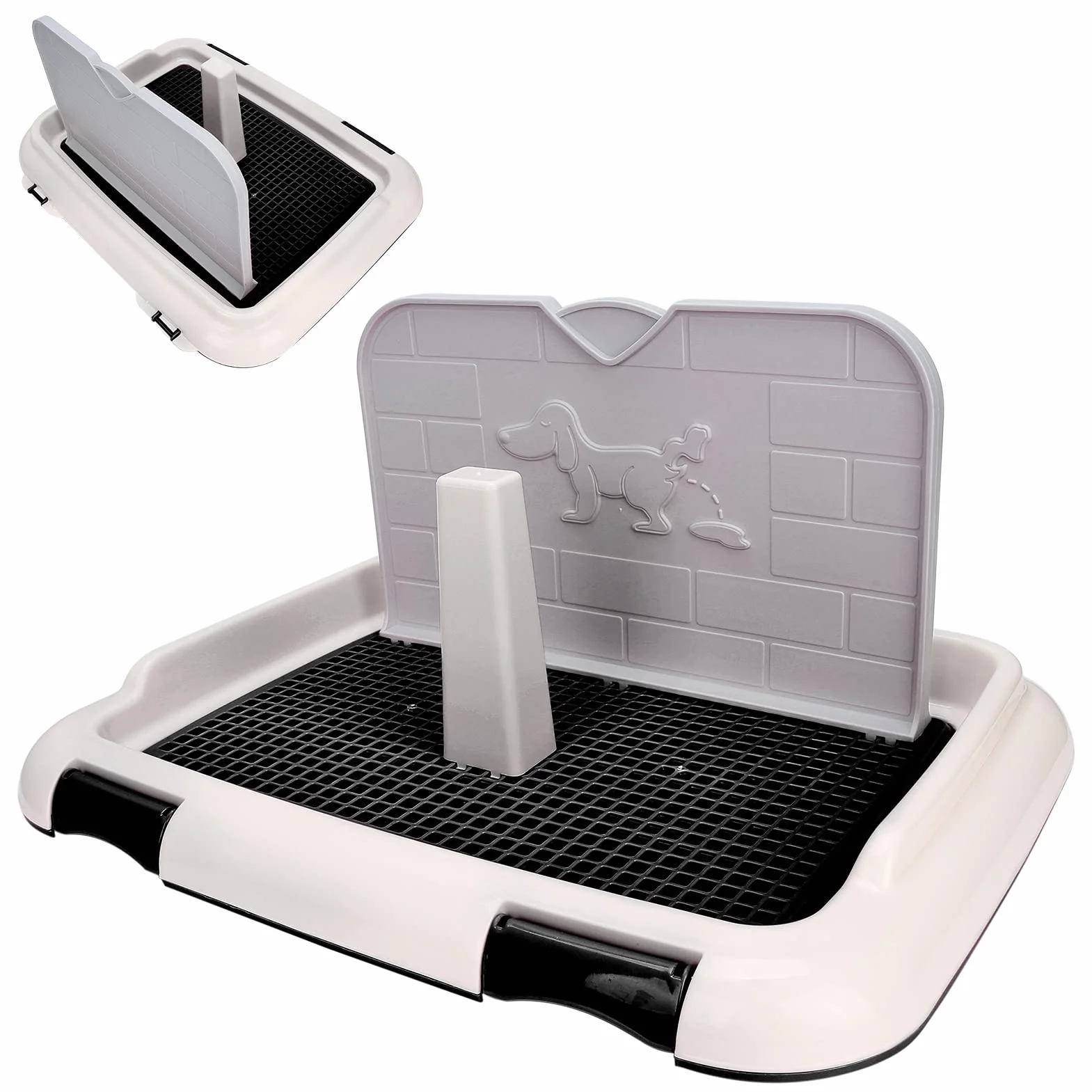 Focket Toilette pour Chien, Litière intérieure avec paroi simulée, Urination programmée, Bac en, Entraînement à la propreté pour Corgi