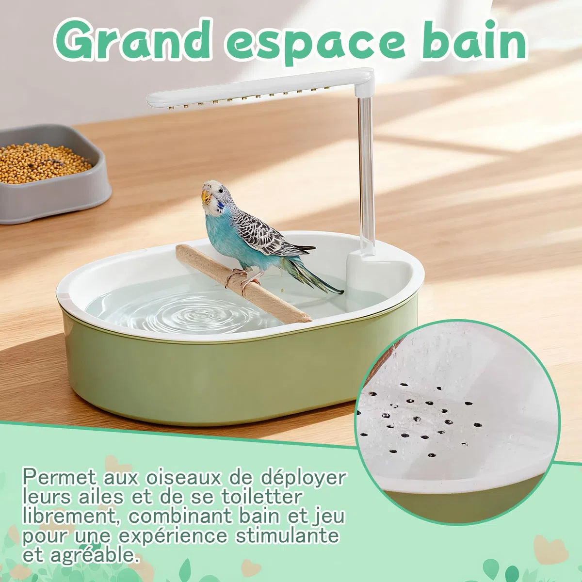 Sharplace Douche pour Perroquet, Baignoire Automatique pour Oiseaux, Accessoires pour Cage à calopsittes, Fournitures pour perruches, Polyvalente et Portable, Style A