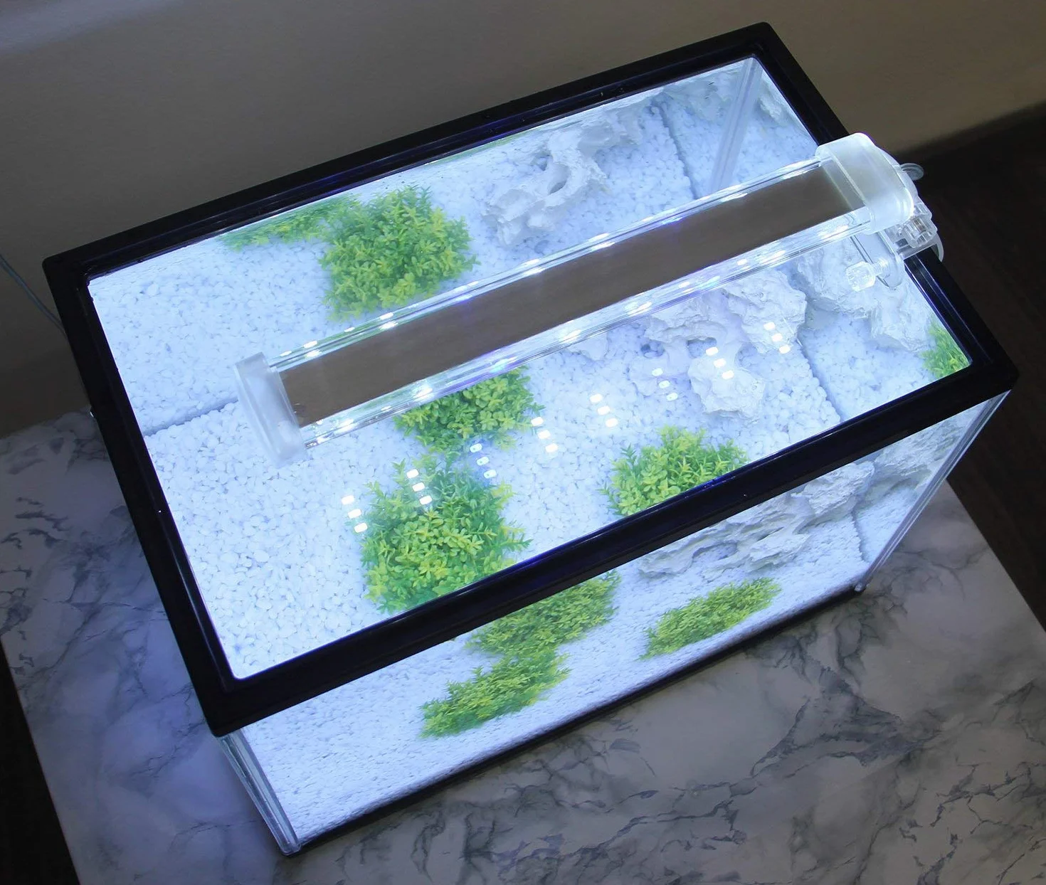 BPS Lampe d'aquarium LED Submersible pour Plantes, Lumière Blanche et Bleue 12w 400 x 40 mm