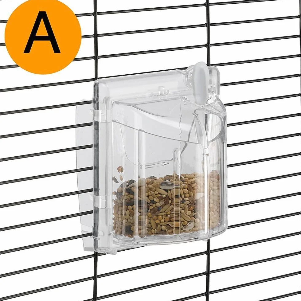 Ferplast Cage pour canaris et petits oiseaux exotiques GIUSY Cage rectangulaire pour oiseaux, équipée d'accessoires et mangeoires tournantes, métal robuste vernis Blanc et bac de cage en plastique Rouge, 39 x 26 x h 37 cm