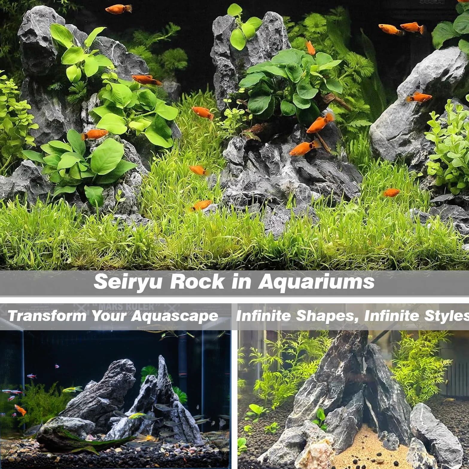 Unocho Pierres d’Aquarium Seiryu Rock 5kg Pierre Naturelle Dragon Stone pour aquascaping Aquarium décor Paysage Aquarium décoration modèle Miniature Jardin féerique(7,5-20cm)