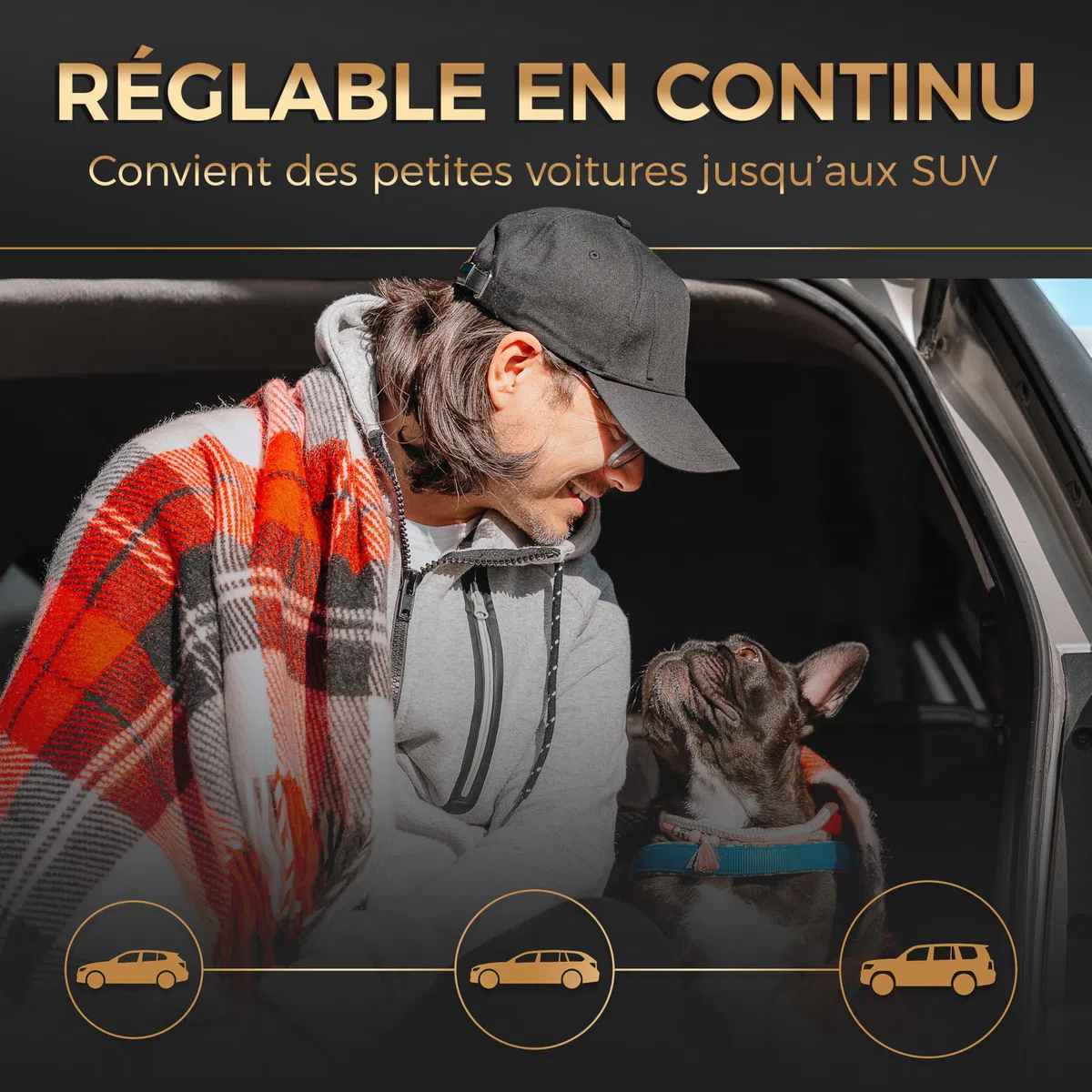 Heldenwerk Grille Voiture pour Chien Universelle pour Chien - Barrière de Protection pour Coffre avec Fixation à l'appui-tête réglable en continu