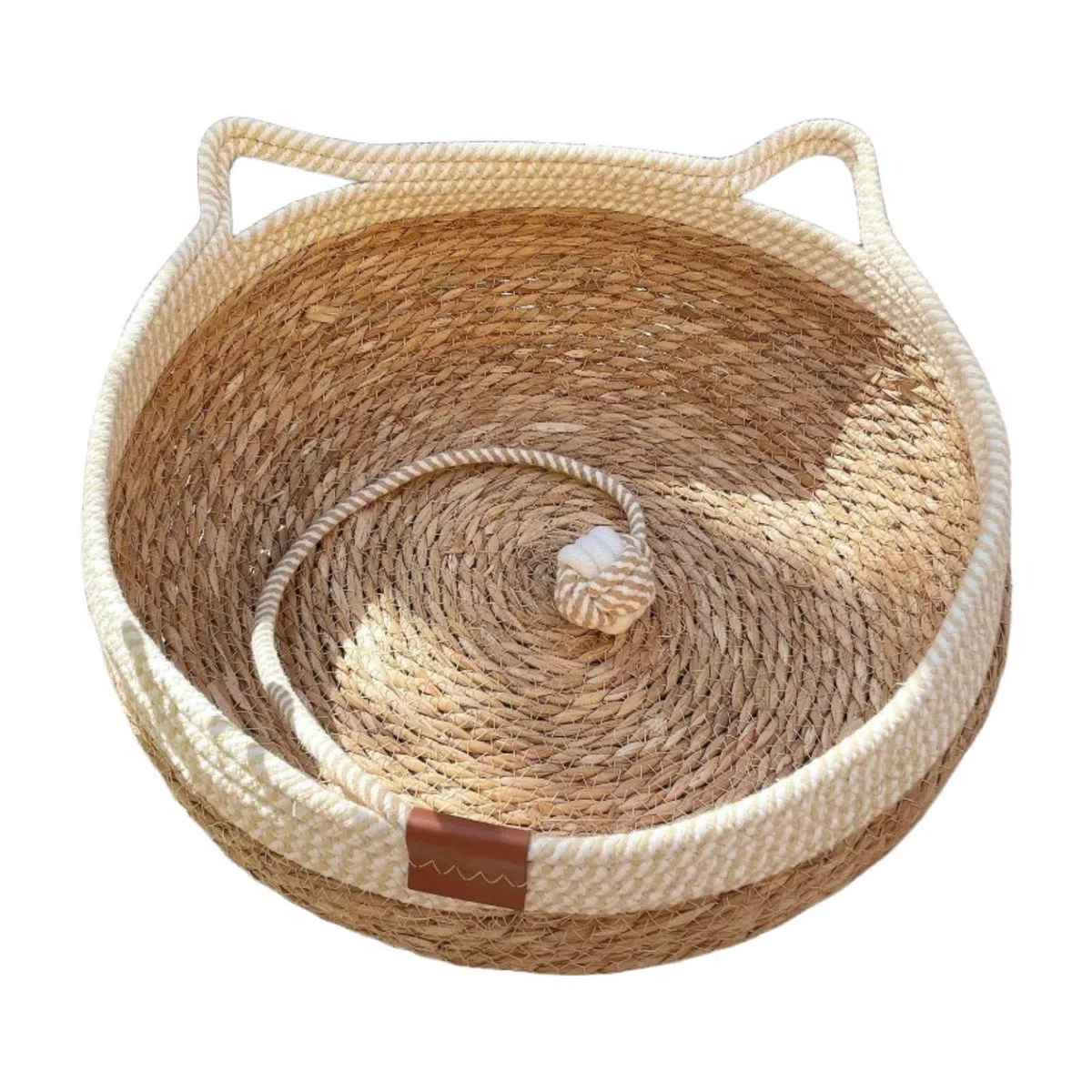 Panier en Osier pour Chat, Griffoir Intégré, Hamac pour Animaux de Compagnie, Facile à Entretenir, M